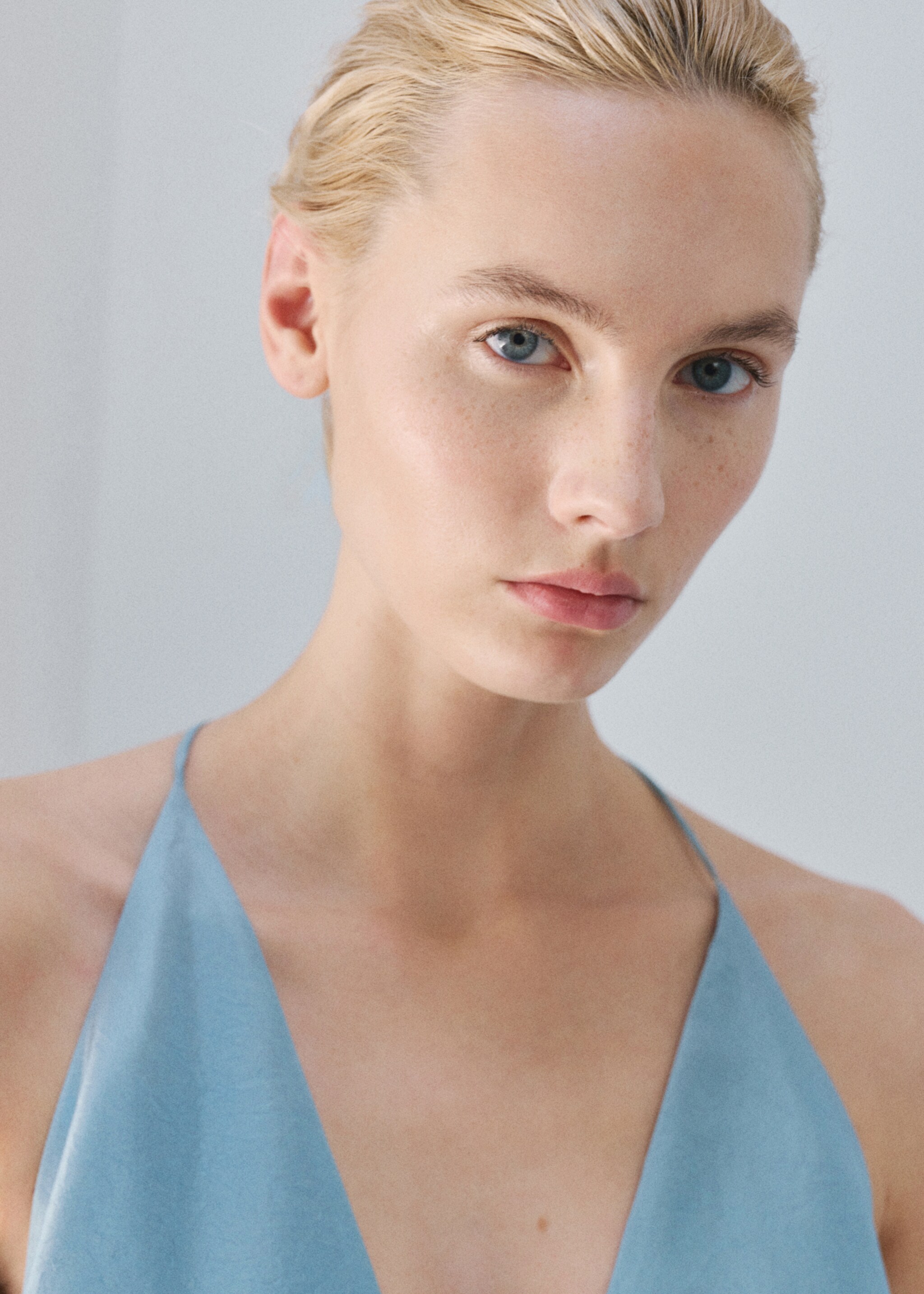 Ombre silk dress - Details of the article 1, Blue. Ref: 27043314-00.