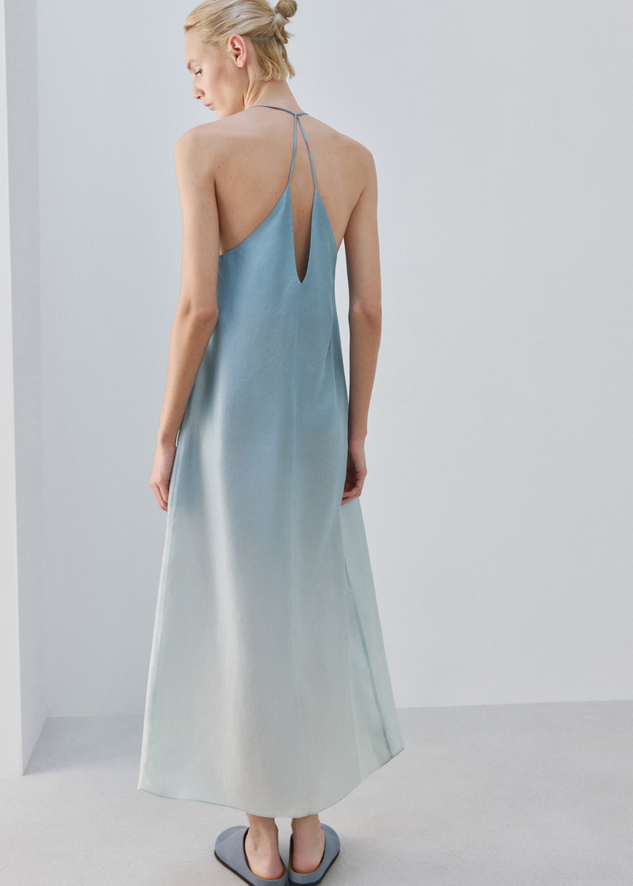 Ombre silk dress - Reverse of the article, Blue. Ref: 27043314-00.