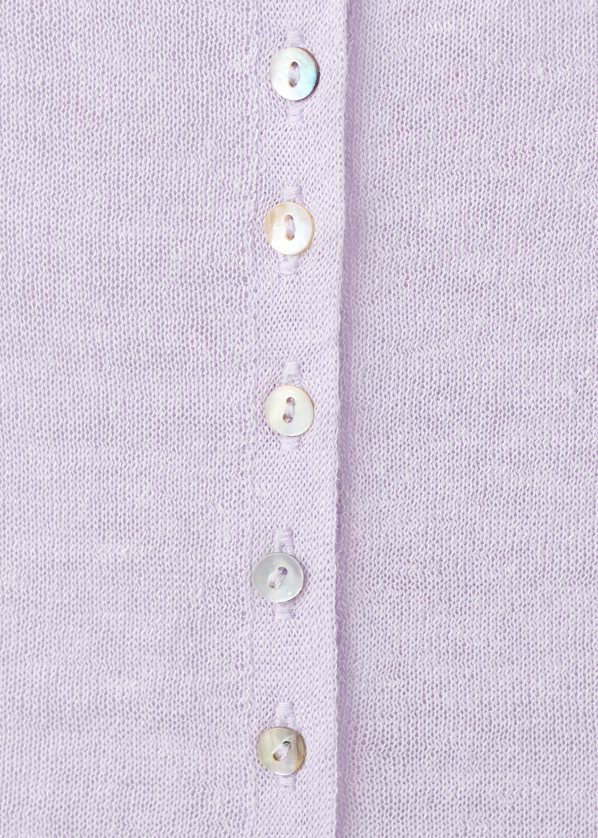 Fine knit short-sleeve cardigan - Details of the article 0, Lilac. Ref: 27043315-00.