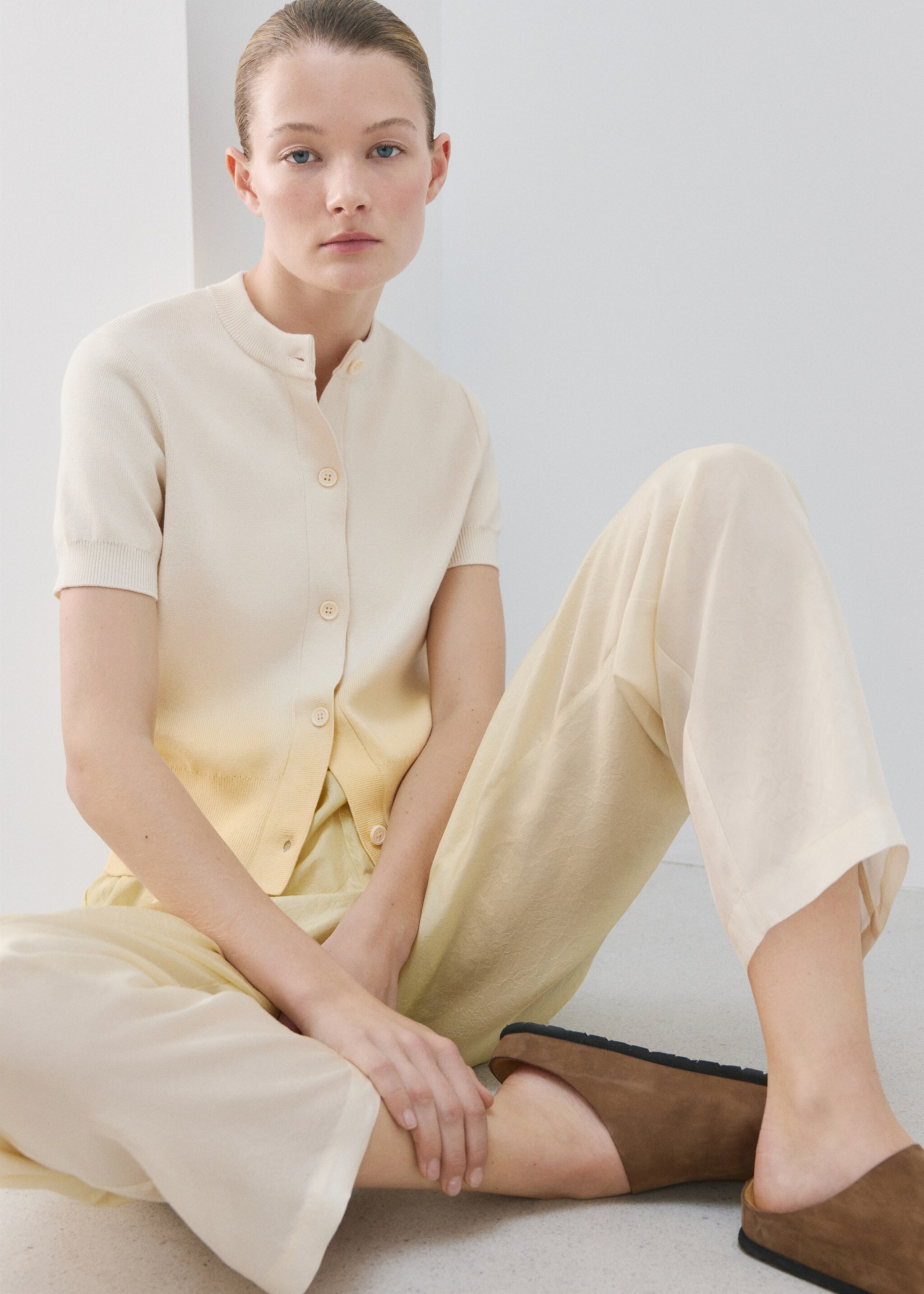 Cardigan dégradé 100 % coton - Détail de l'article 2, Jaune pastel. Ref: 27043319-00.