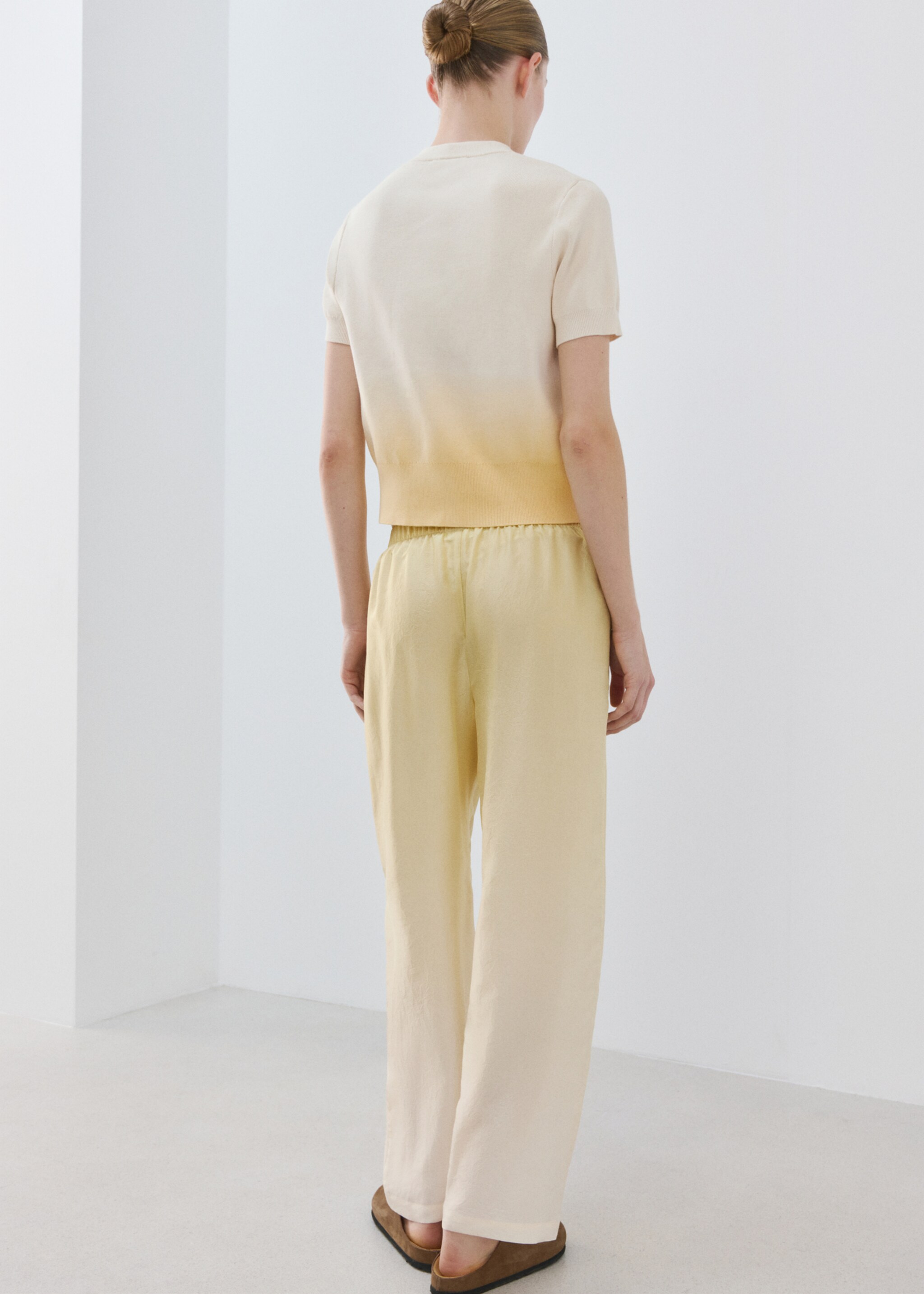 Cardigan dégradé 100 % coton - Verso de l’article, Jaune pastel. Ref: 27043319-00.