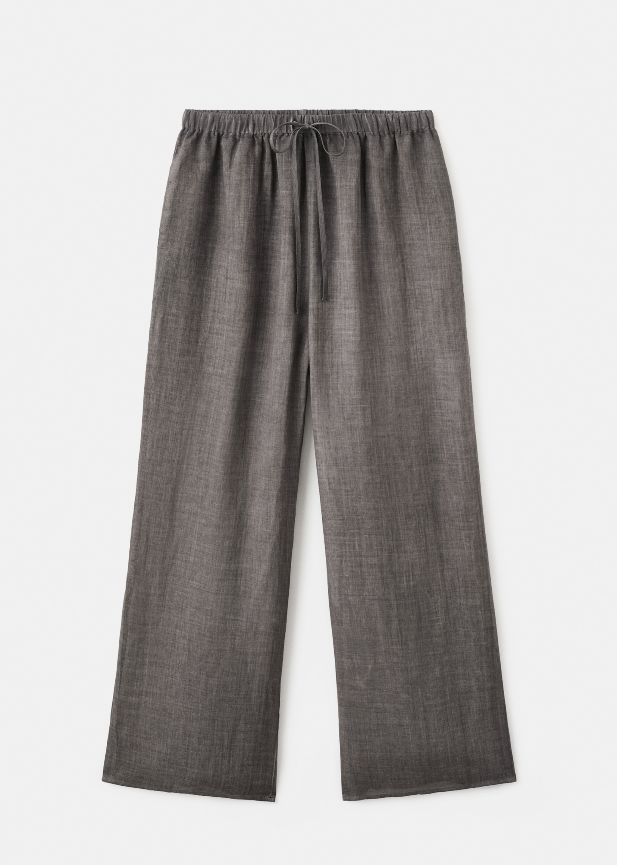 100% ramie trousers with an overdyed effect - Article without model, Charcoal. Ref: 27043321-00.