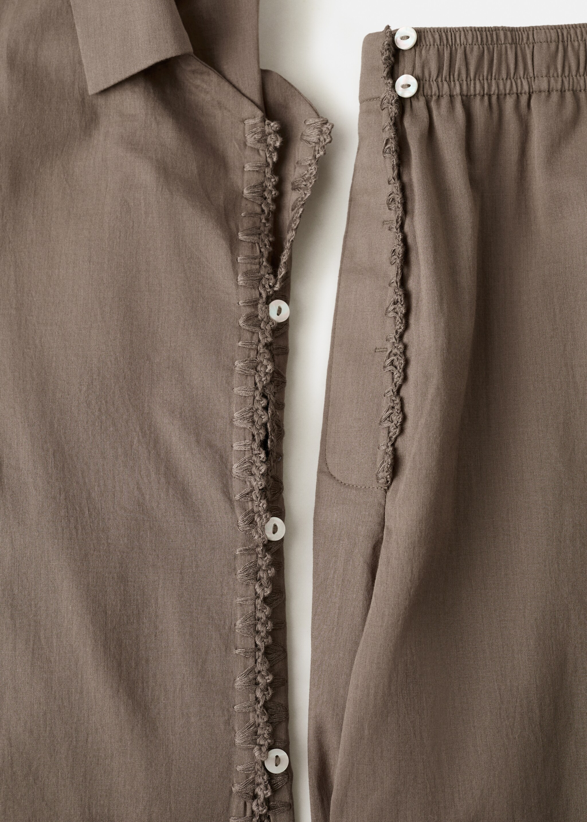 Long cotton pyjama trousers - Details of the article 0, Medium Brown. Ref: 27043330-00.