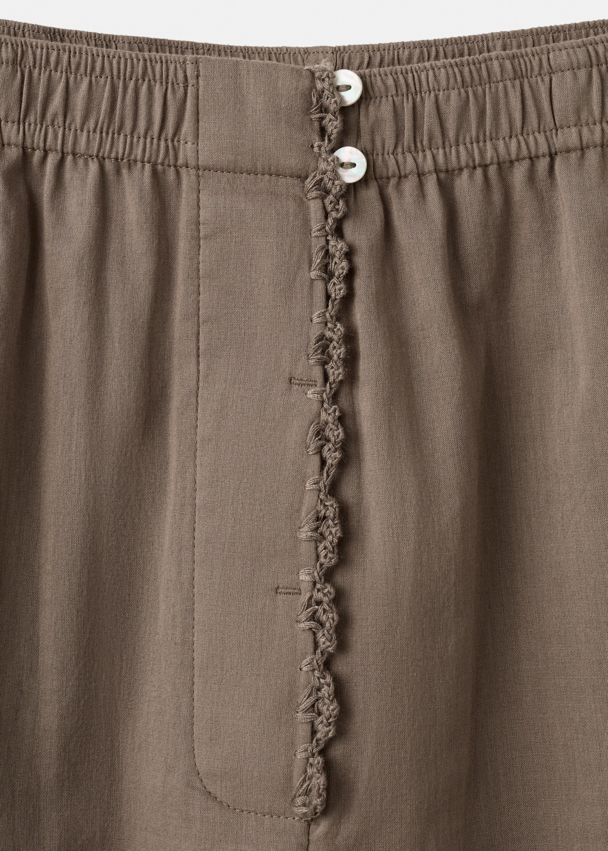 Long cotton pyjama trousers - Details of the article 8, Medium Brown. Ref: 27043330-00.
