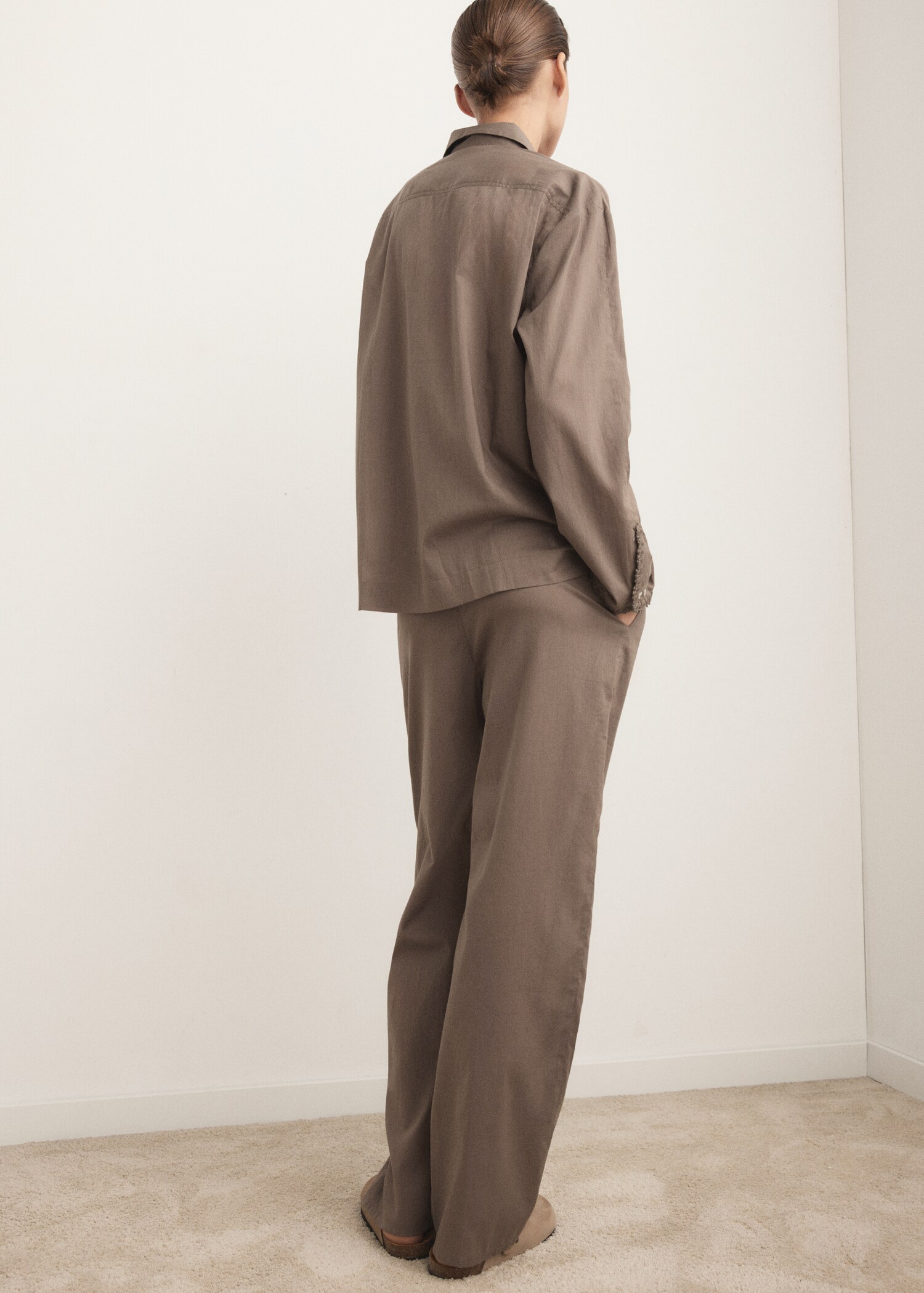 Long cotton pyjama trousers - Reverse of the article