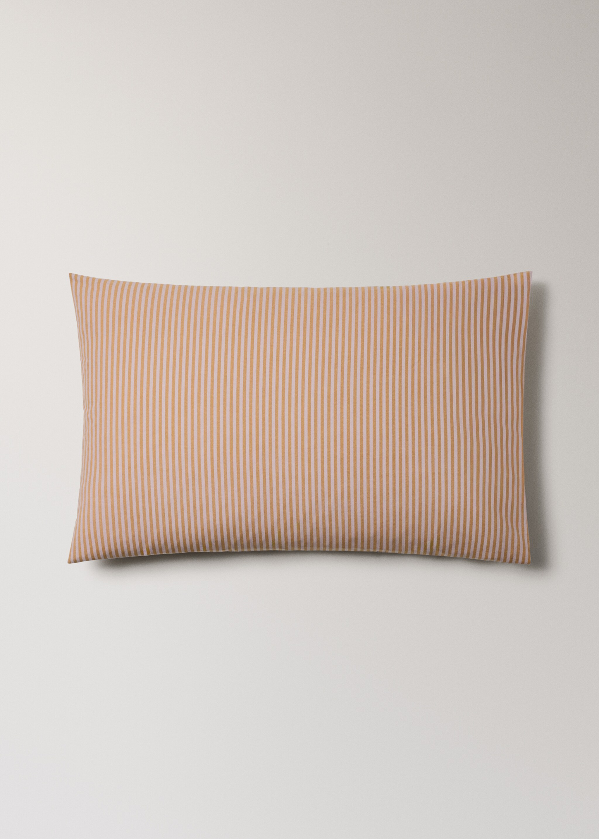 Two 200-thread count percale cotton small-striped kodak-print pillowcases 50x75 cm - Article without model, Peach. Ref: 27043331-00.