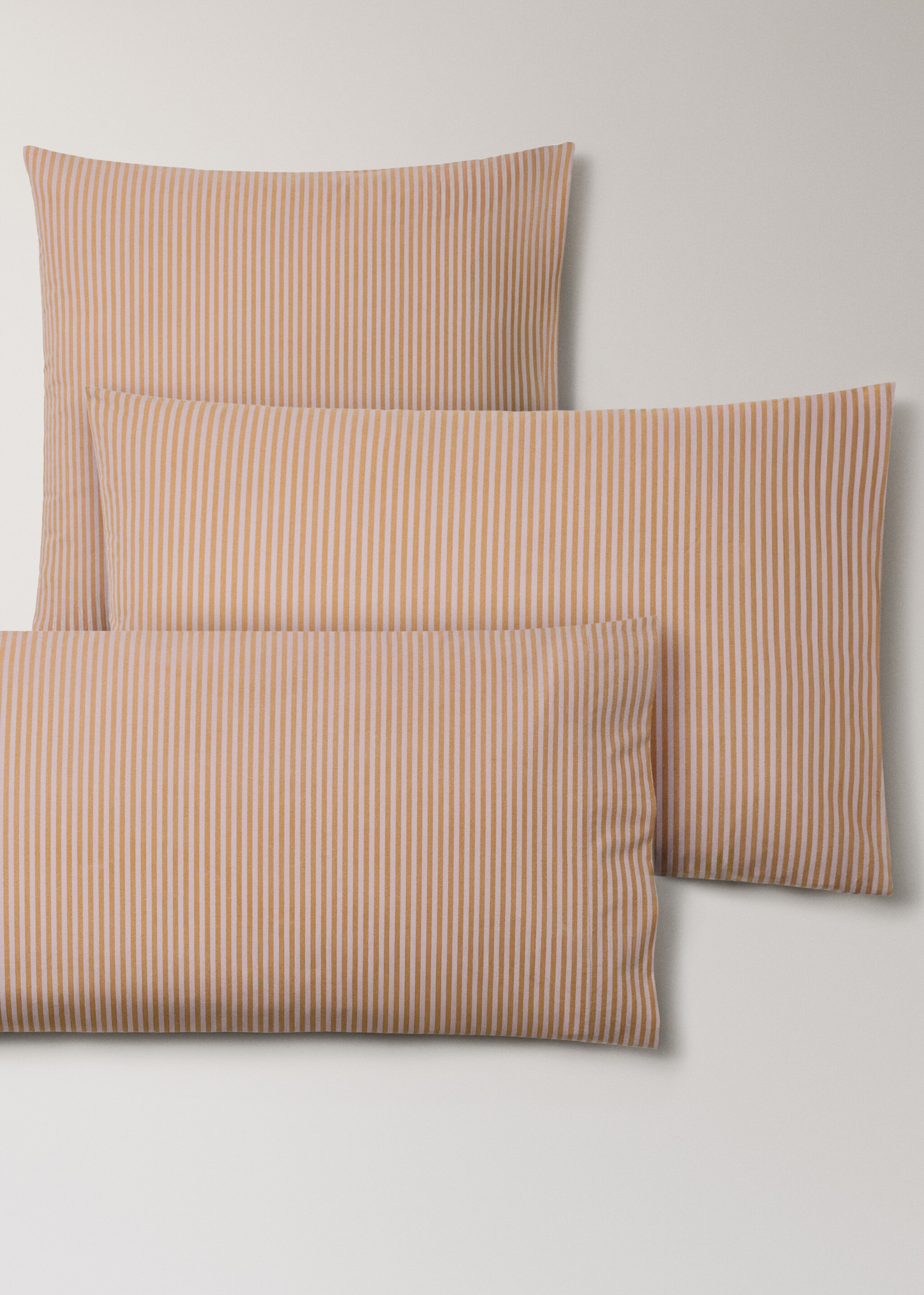 Two 200-thread count percale cotton small-striped kodak-print pillowcases 50x75 cm - Details of the article 4, Peach. Ref: 27043331-00.