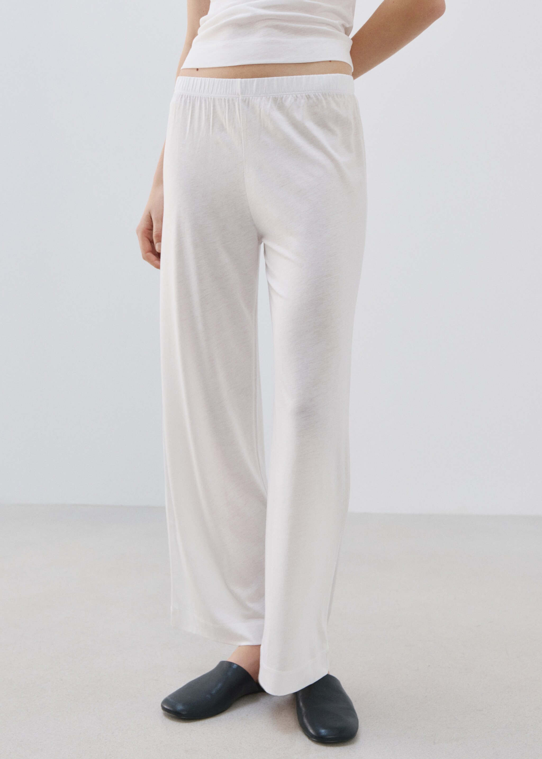 Pantalon basique en lyocell - Plan moyen, Blanc. Ref: 27043333-00.