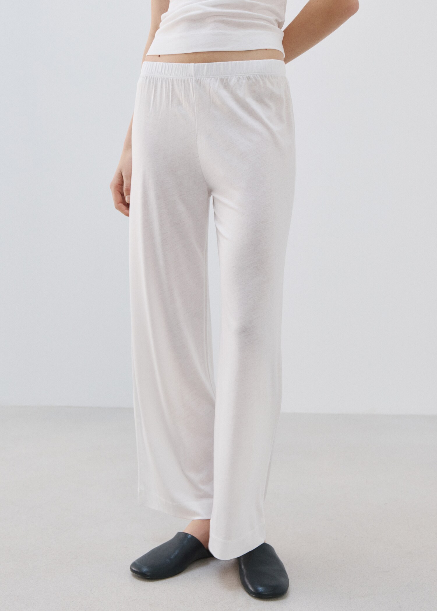 Basic long lyocell pants - Medium plane