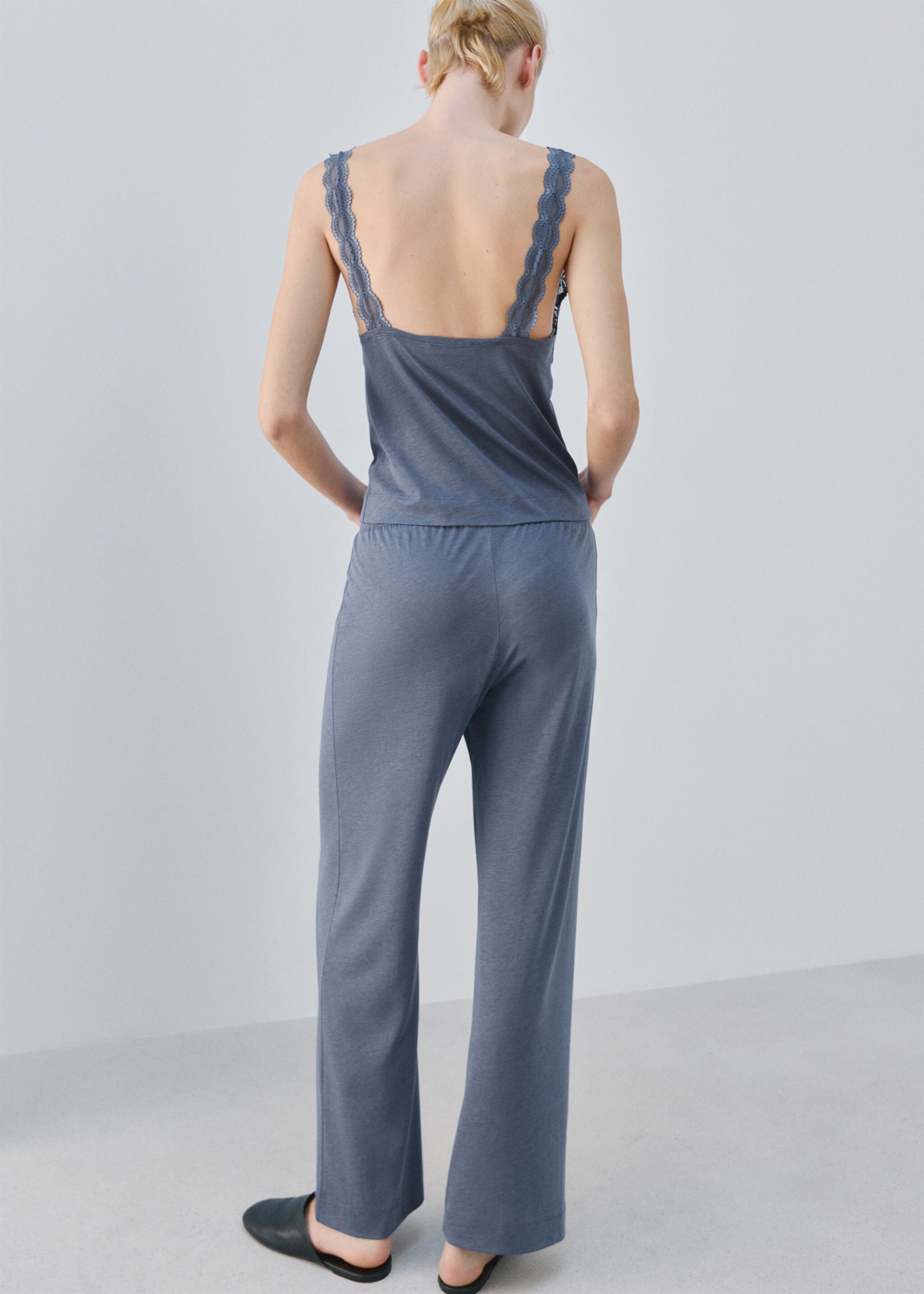 Basic long lyocell pants - Reverse of the article, Blue. Ref: 27043333-00.