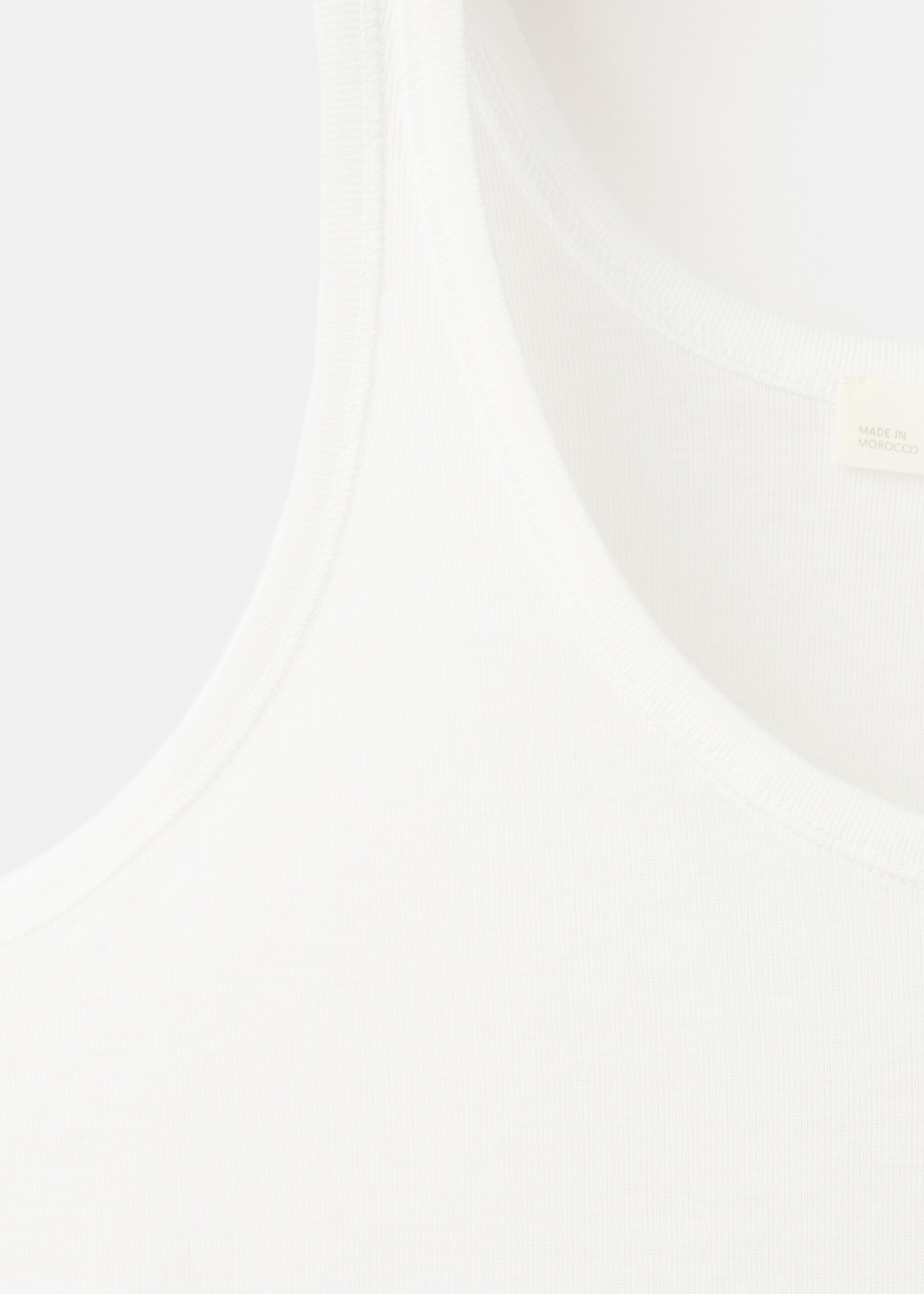 Cotton round-neck top - Details of the article 8, White. Ref: 27043336-00.