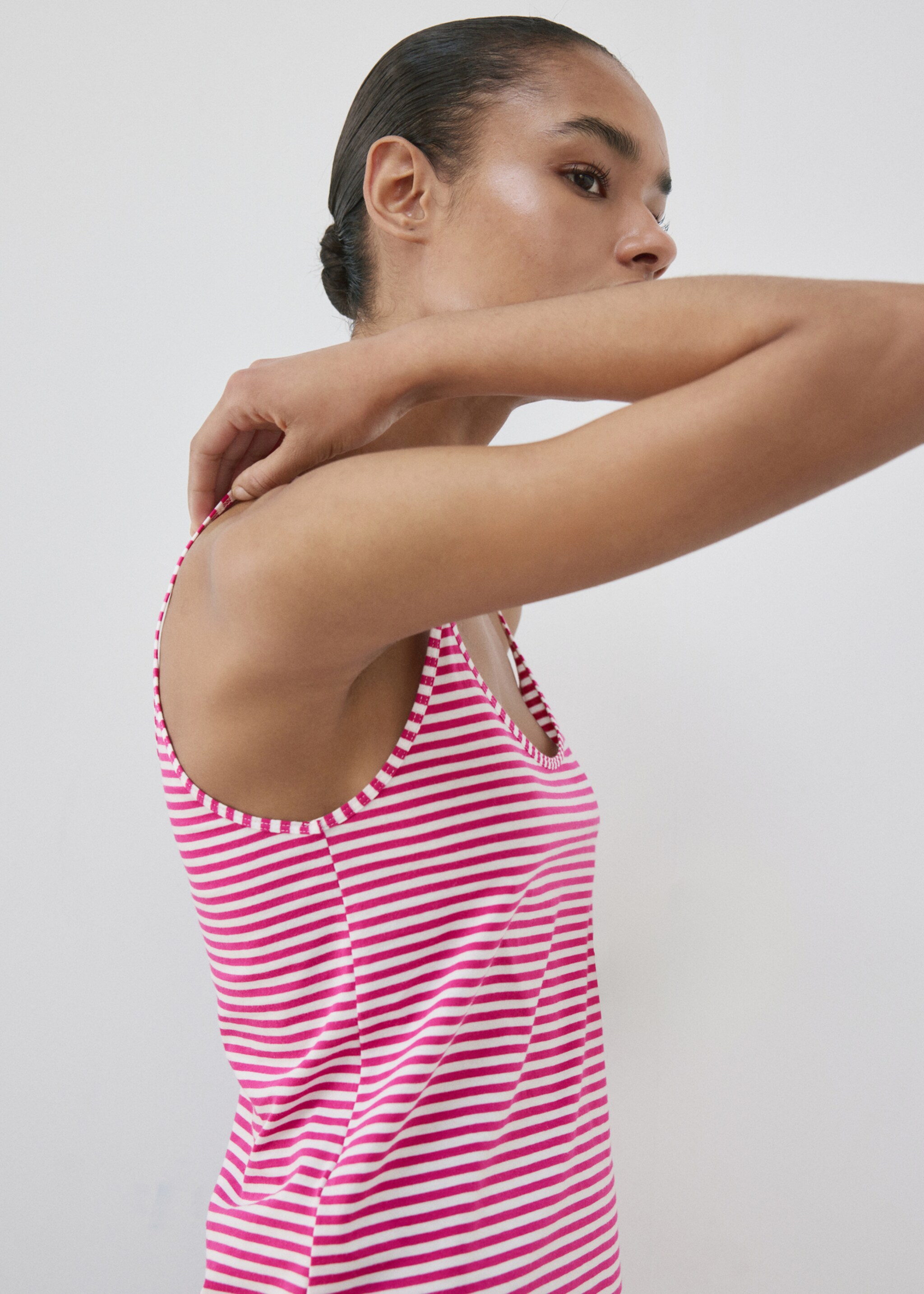 Woven stripe cotton top - Medium plane, Fuchsia. Ref: 27043343-00.