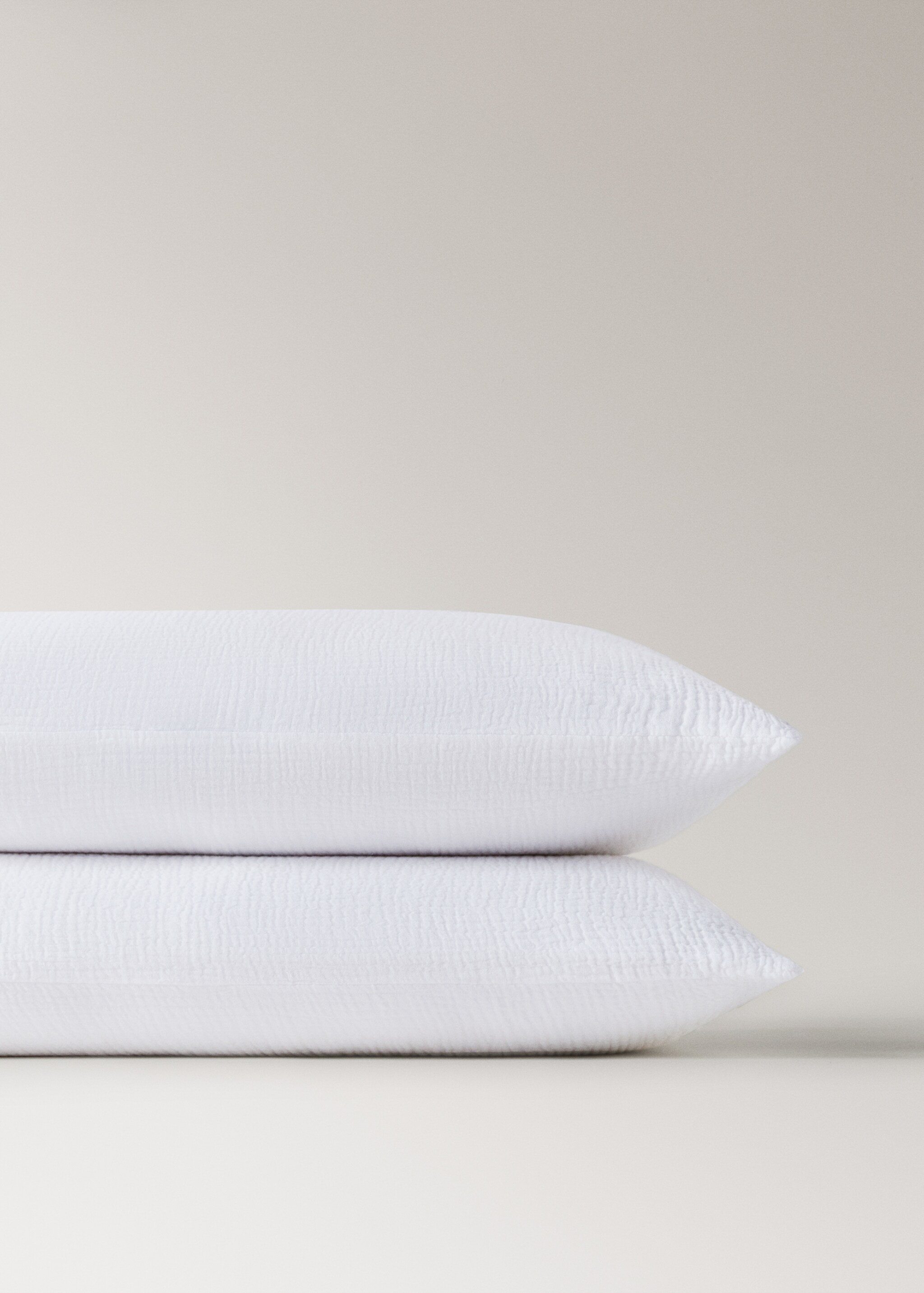 Kopfkissenbezug aus Baumwoll-Gaze (50 x 75 cm) - Detail des Artikels 1, Cremeweiß. Ref: 27043734-00.