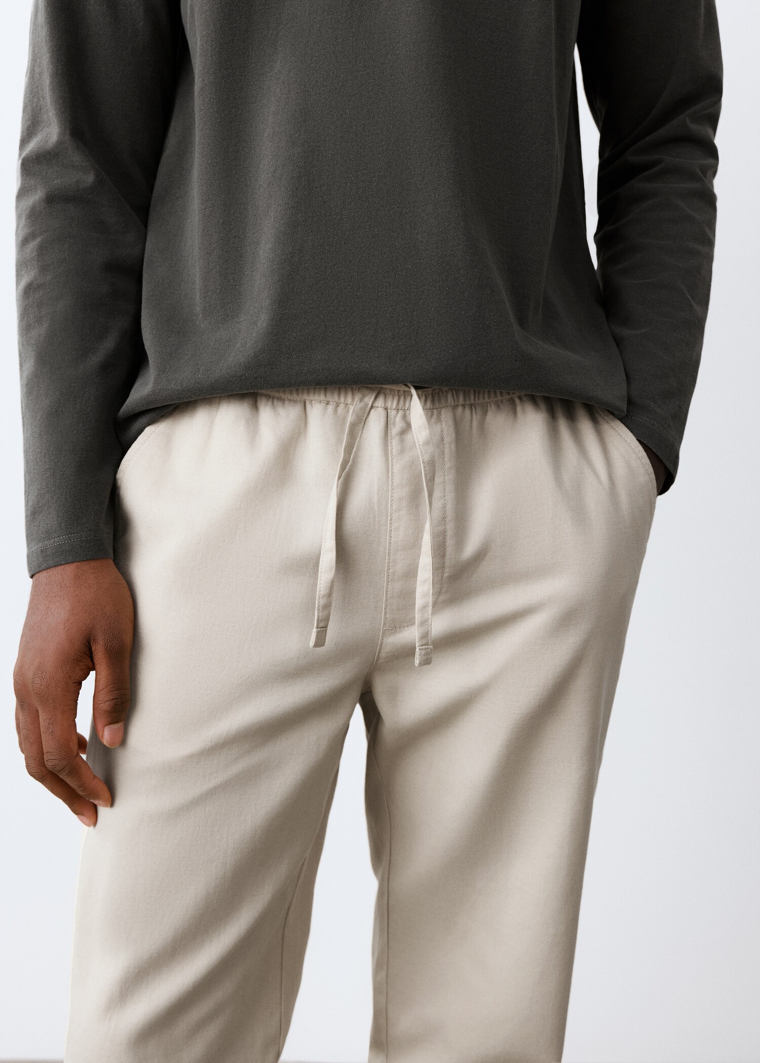 Pantalón algodón lino recto - Detall de l'article 6