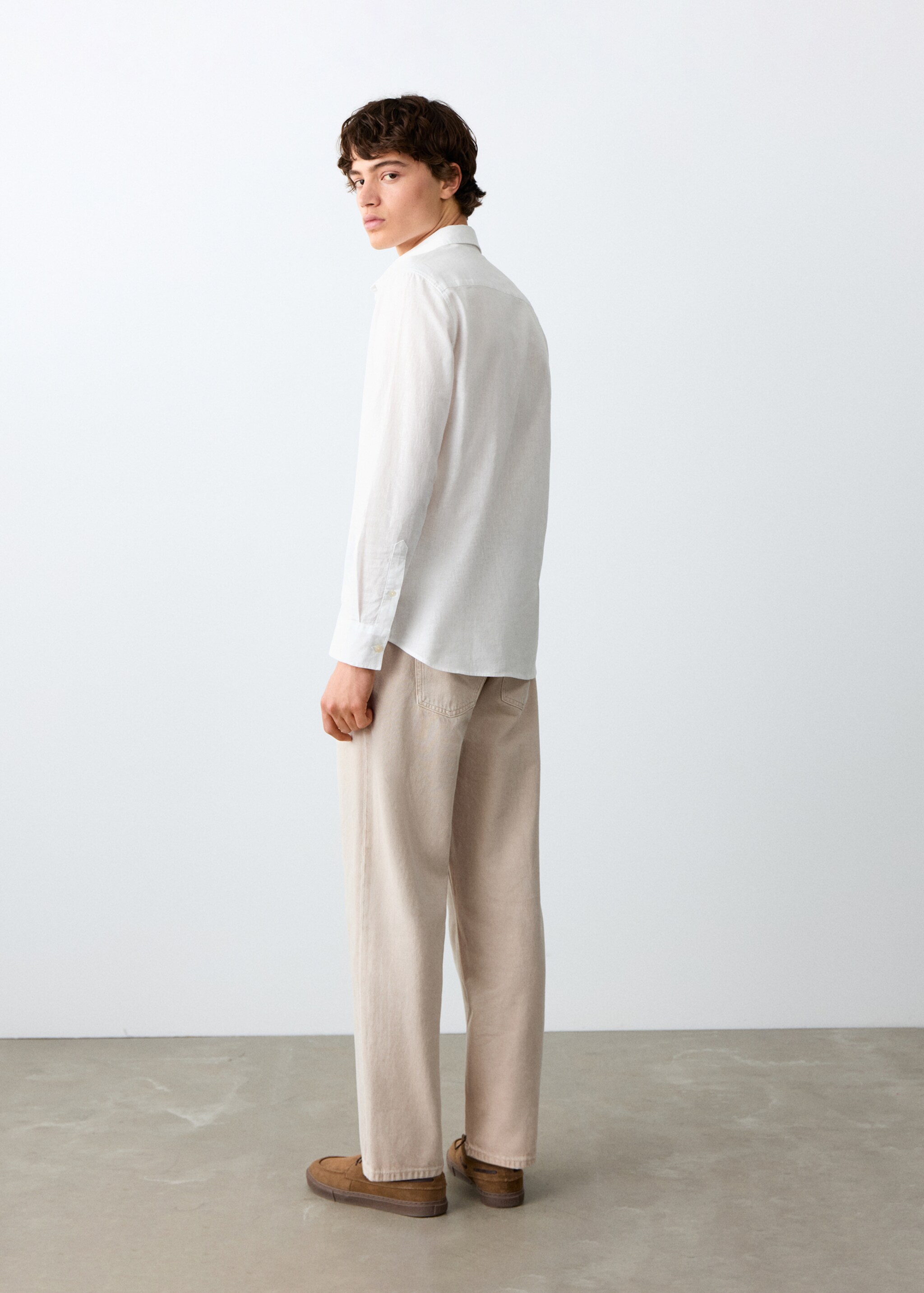 Straight linen shirt - Reverse of the article, Off White. Ref: 27044053-00.