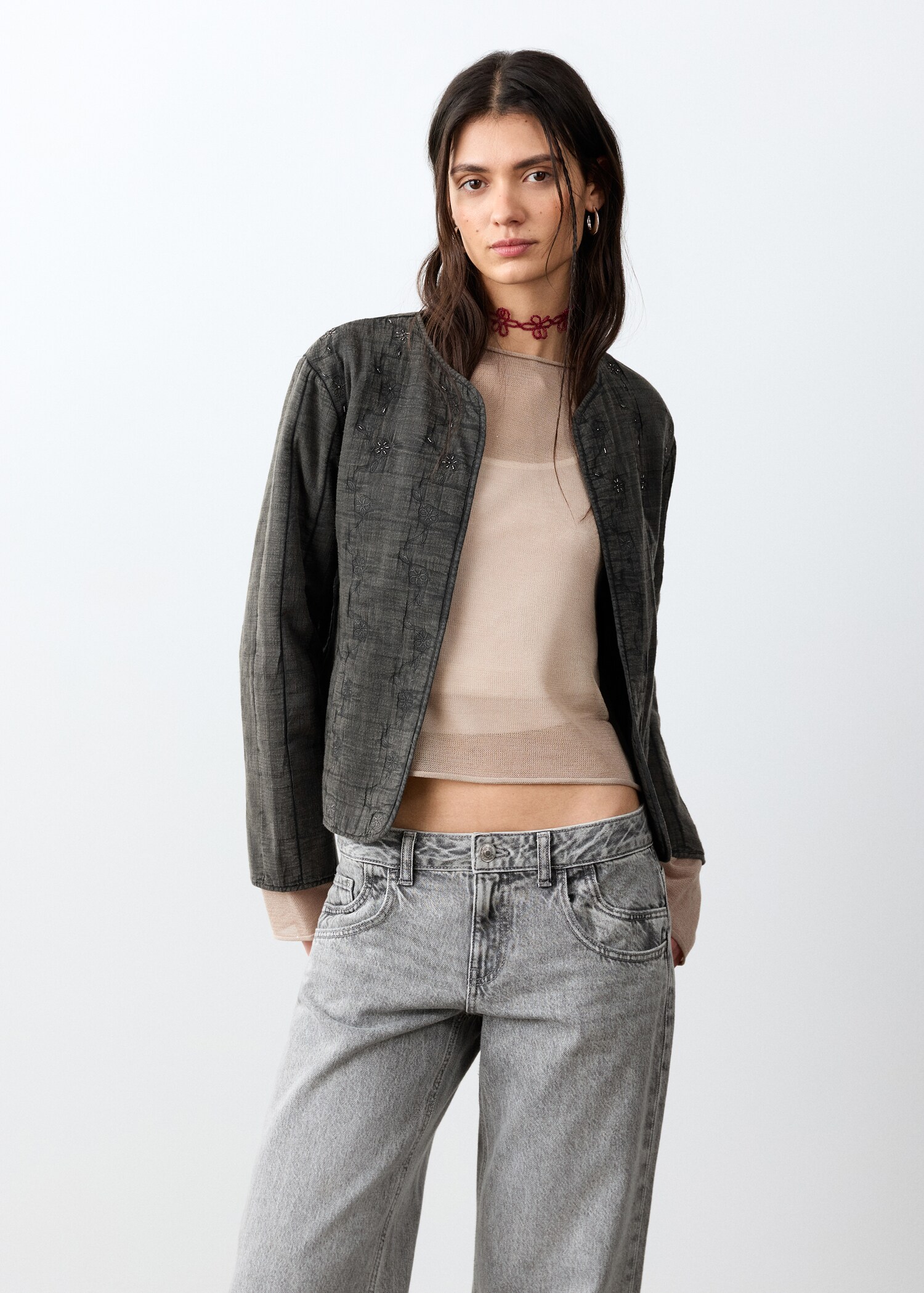 Beaded cotton jacket - Medium plane