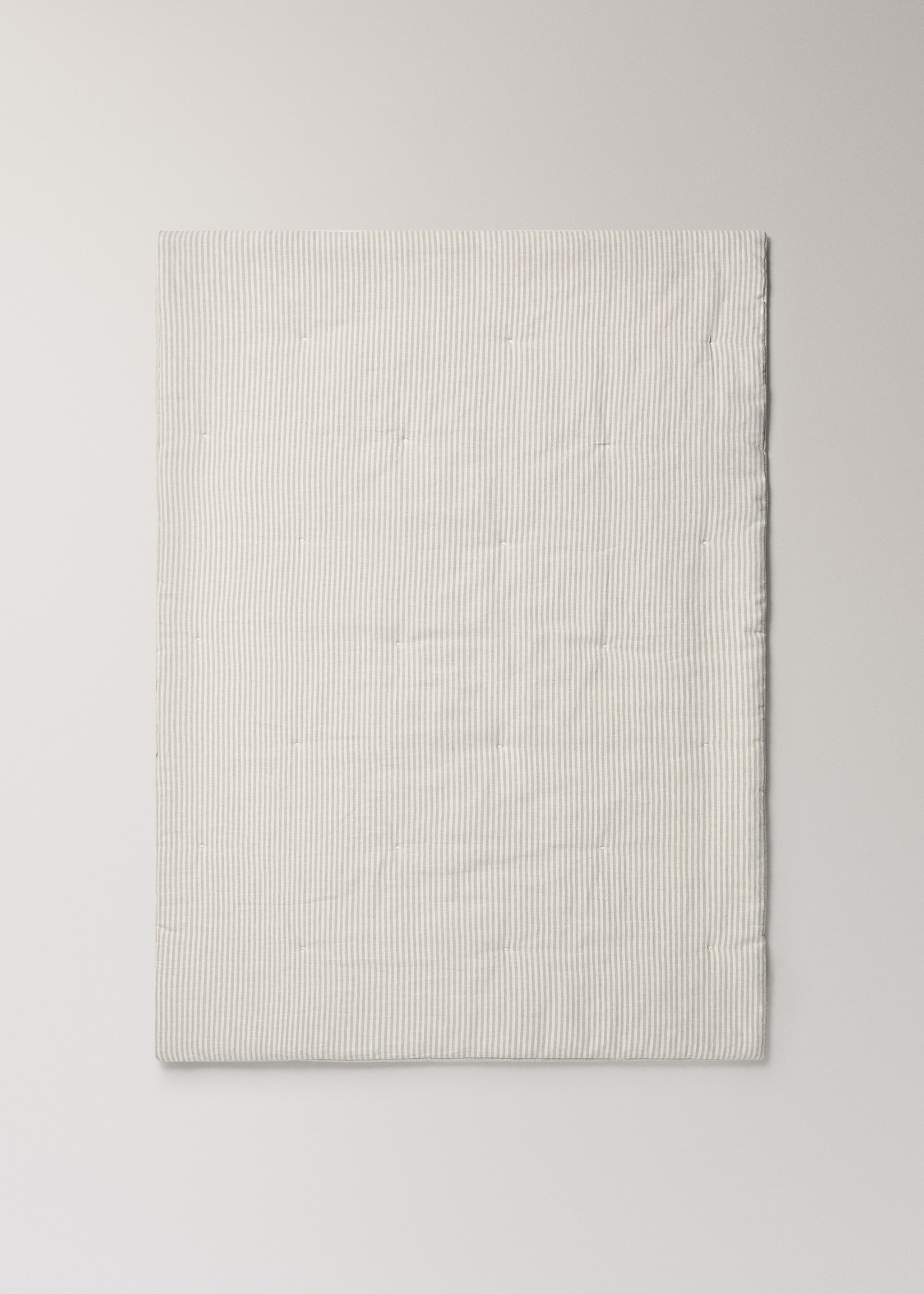 Kołdra dziecięca z bawełny i lnu w paski na łóżko 90 cm - Szczegóły artykułu 4, Piaskowy. Ref: 27044056-00.