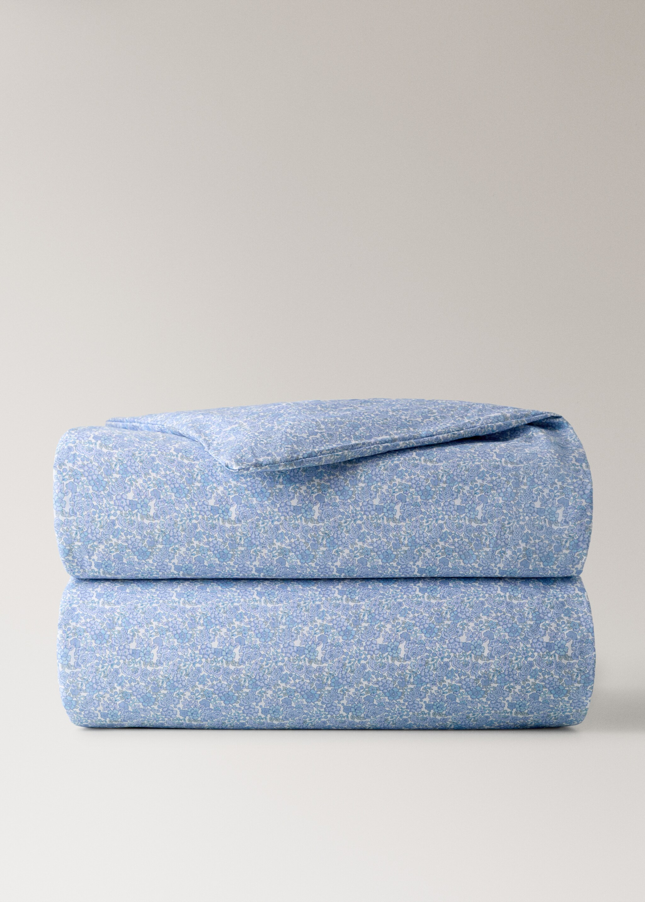 Μίνι πάπλωμα κούνιας από βαμβακερό περκάλι με σχέδιο λουλουδιών - Προϊόν χωρίς μοντέλο, Μπλε. Ref: 27044059-00.