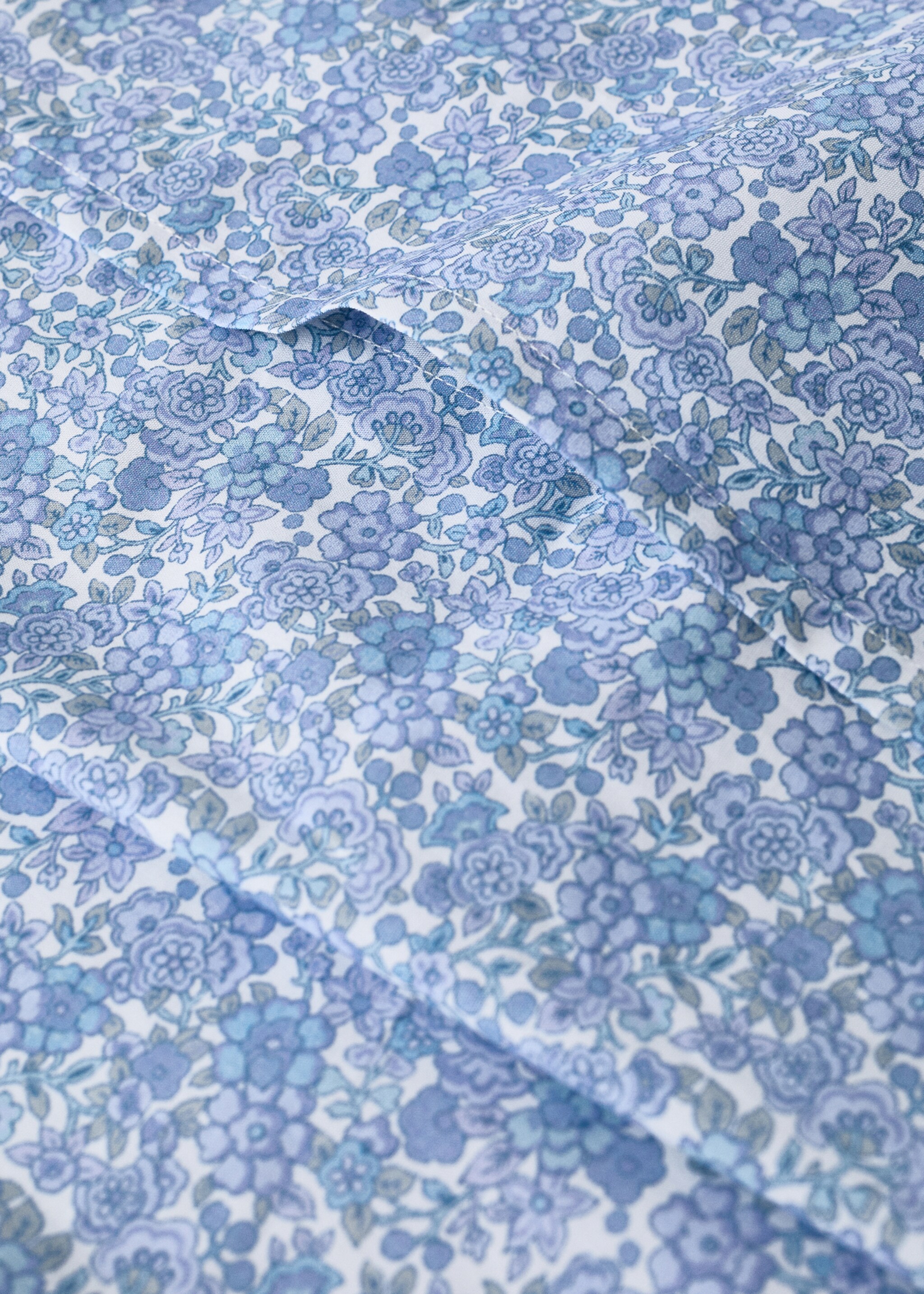 Μίνι πάπλωμα κούνιας από βαμβακερό περκάλι με σχέδιο λουλουδιών - Λεπτομέρεια του προϊόντος 2, Μπλε. Ref: 27044059-00.