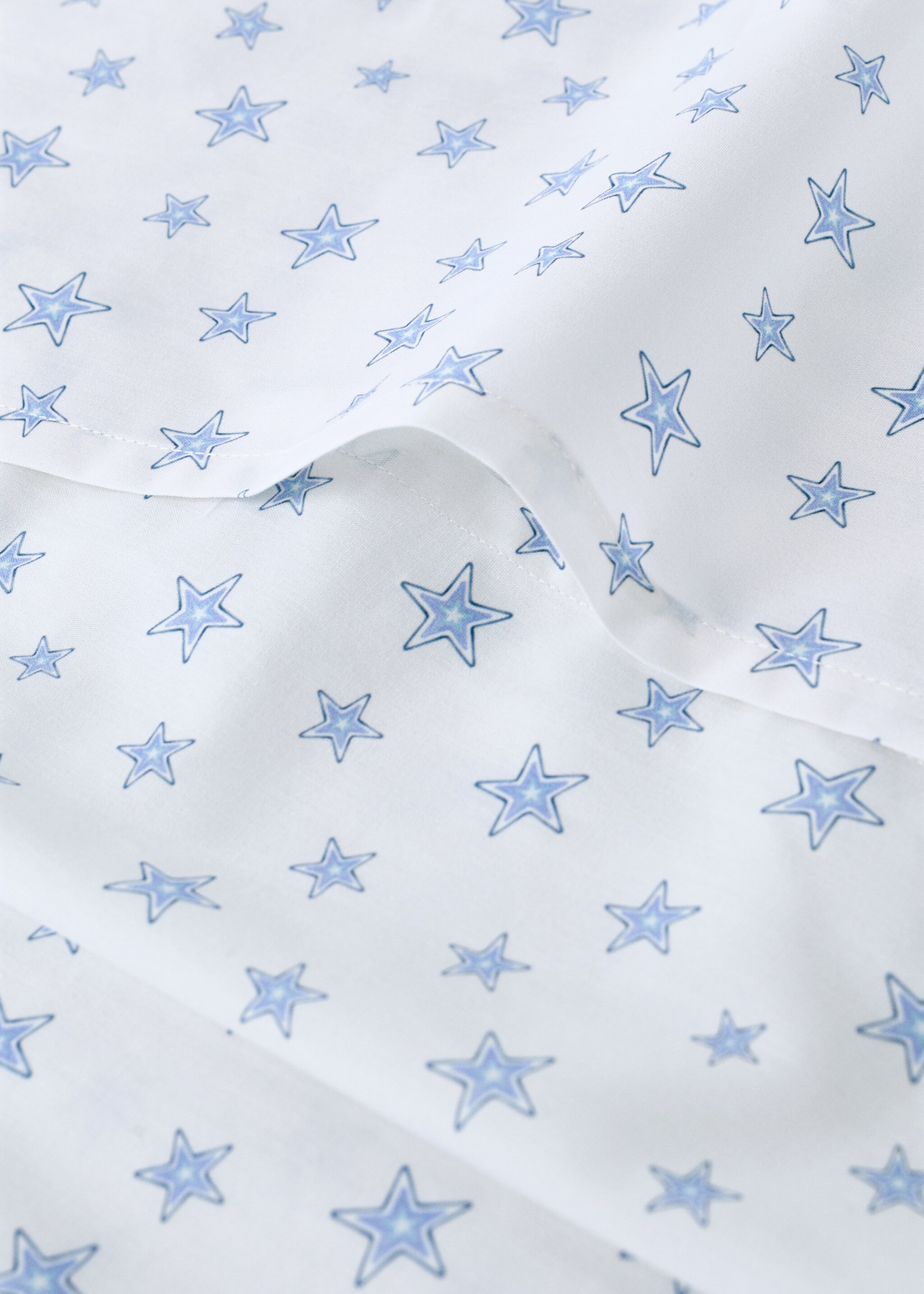 Cot bed duvet cover in star-patterned percale cotton - Details of the article 2, Blue. Ref: 27044062-00.