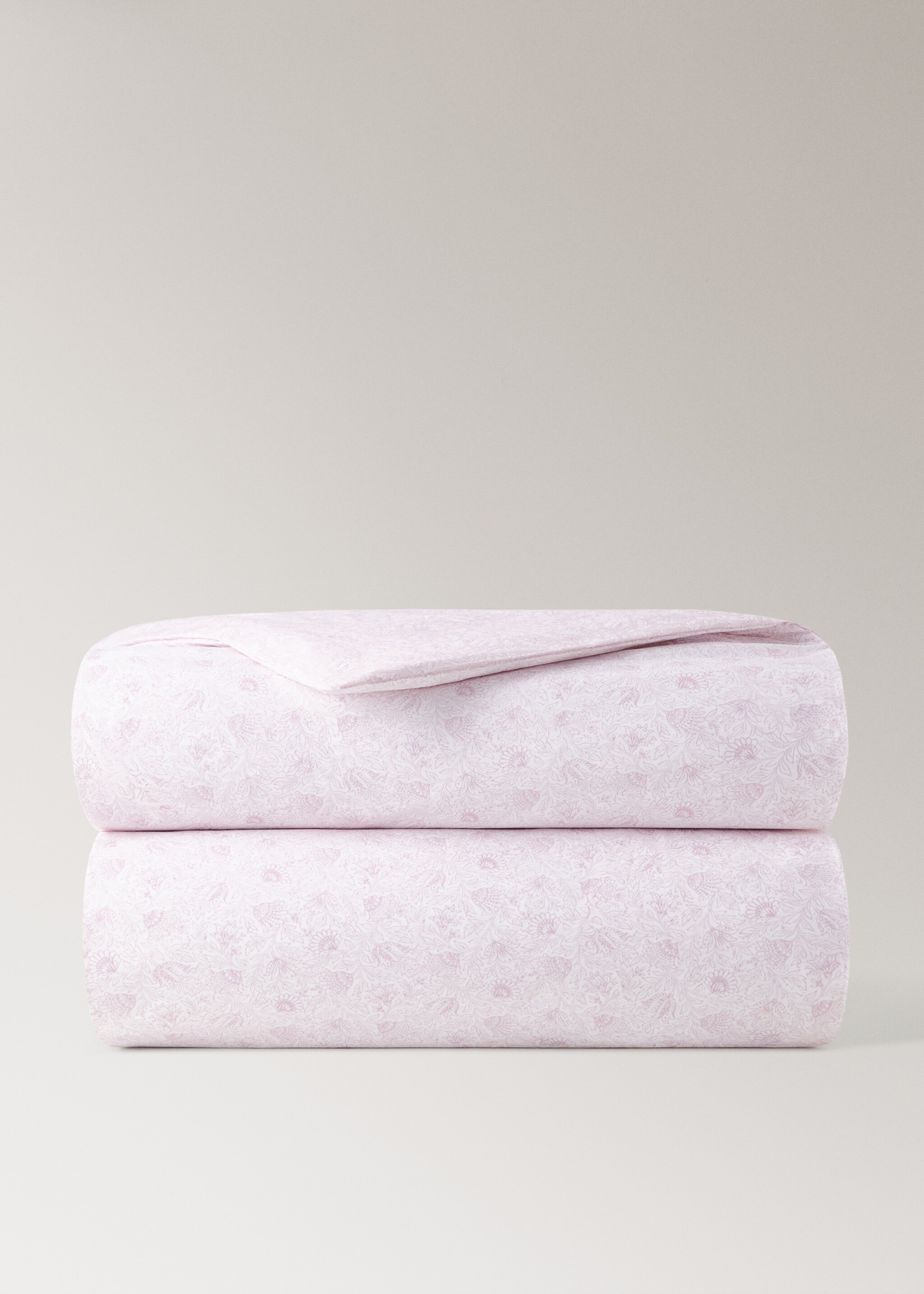 Cot bed duvet cover in cotton percale with floral design - Article without model, Pastel Pink. Ref: 27044065-00.