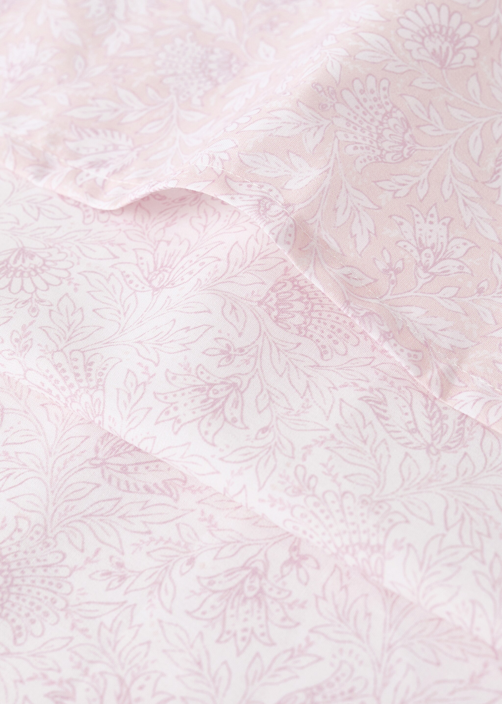 Cot bed duvet cover in cotton percale with floral design - Details of the article 2, Pastel Pink. Ref: 27044065-00.