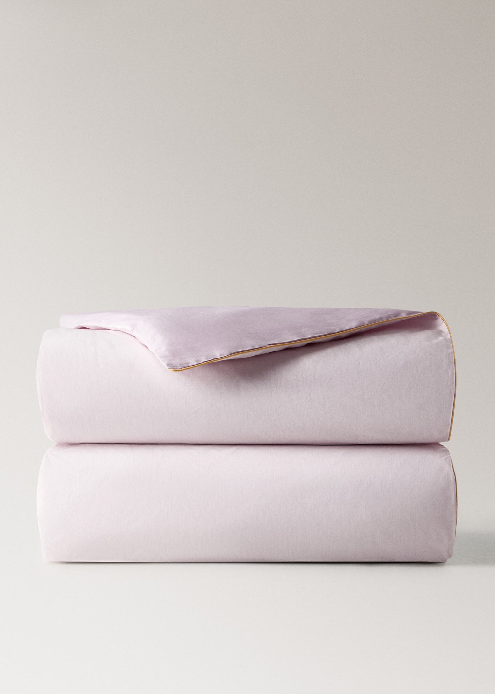 Reversible percale cotton duvet cover with contrasting piping for cot - Details of the article 3, Light/Pastel Purple. Ref: 27044067-00.