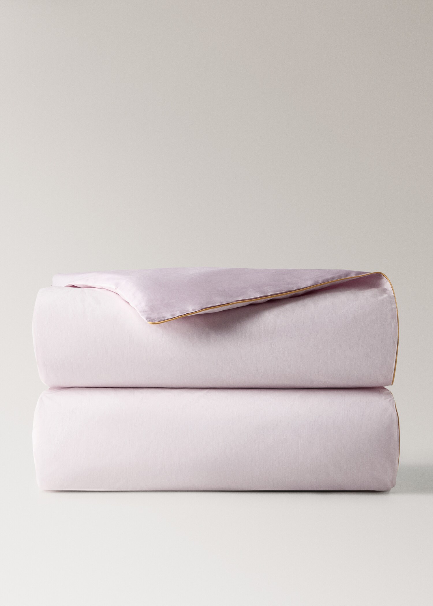 Reversible percale cotton duvet cover with contrasting piping for cot - Details of the article 3