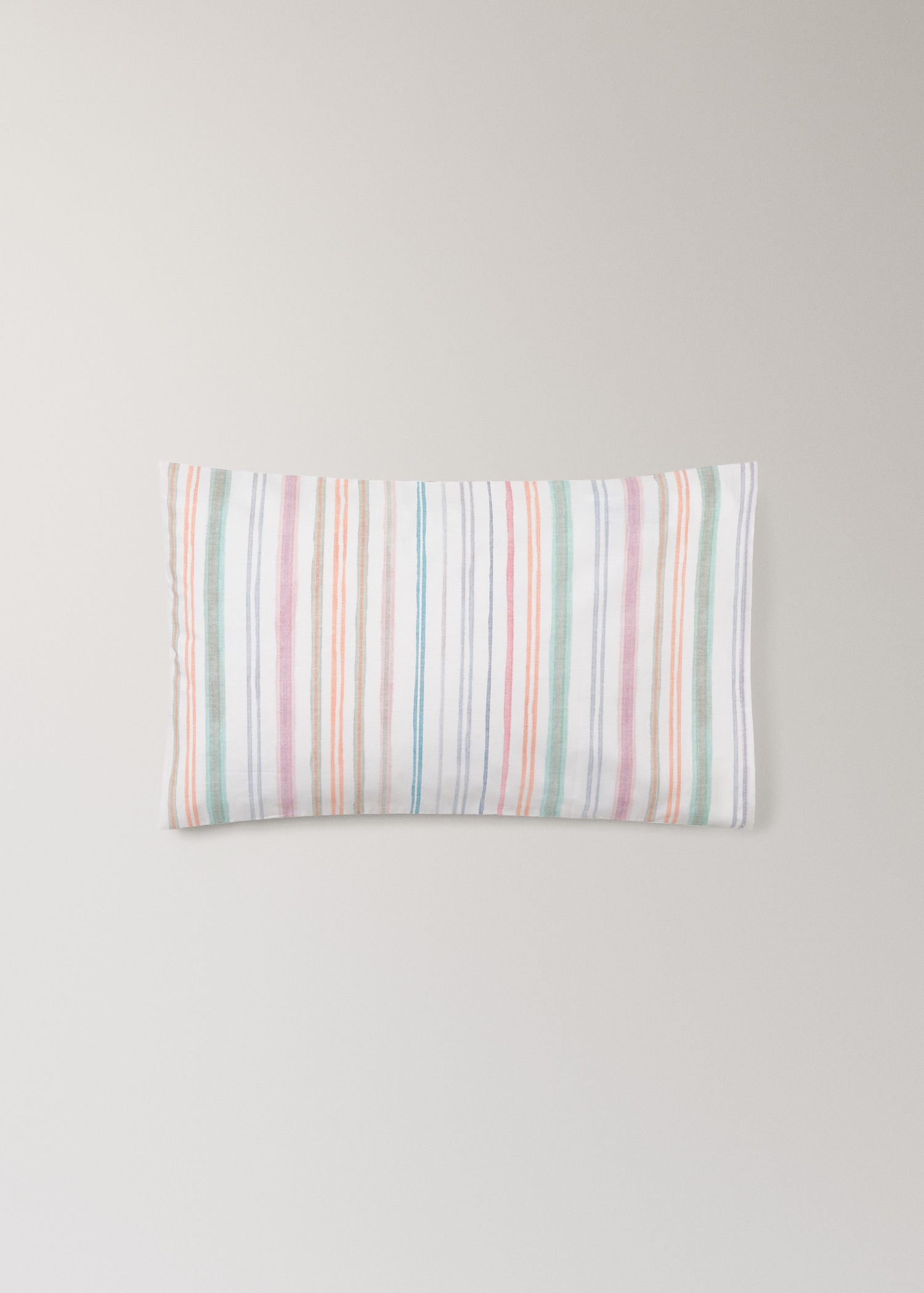Cot bed pillowcase in multistripe cotton percale 30x50 cm - Article without model
