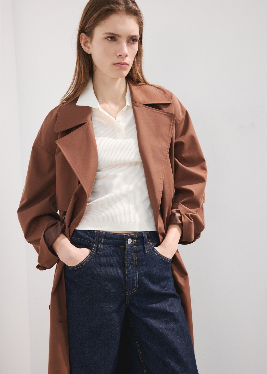 Mango Wide leg mid-rise jeans