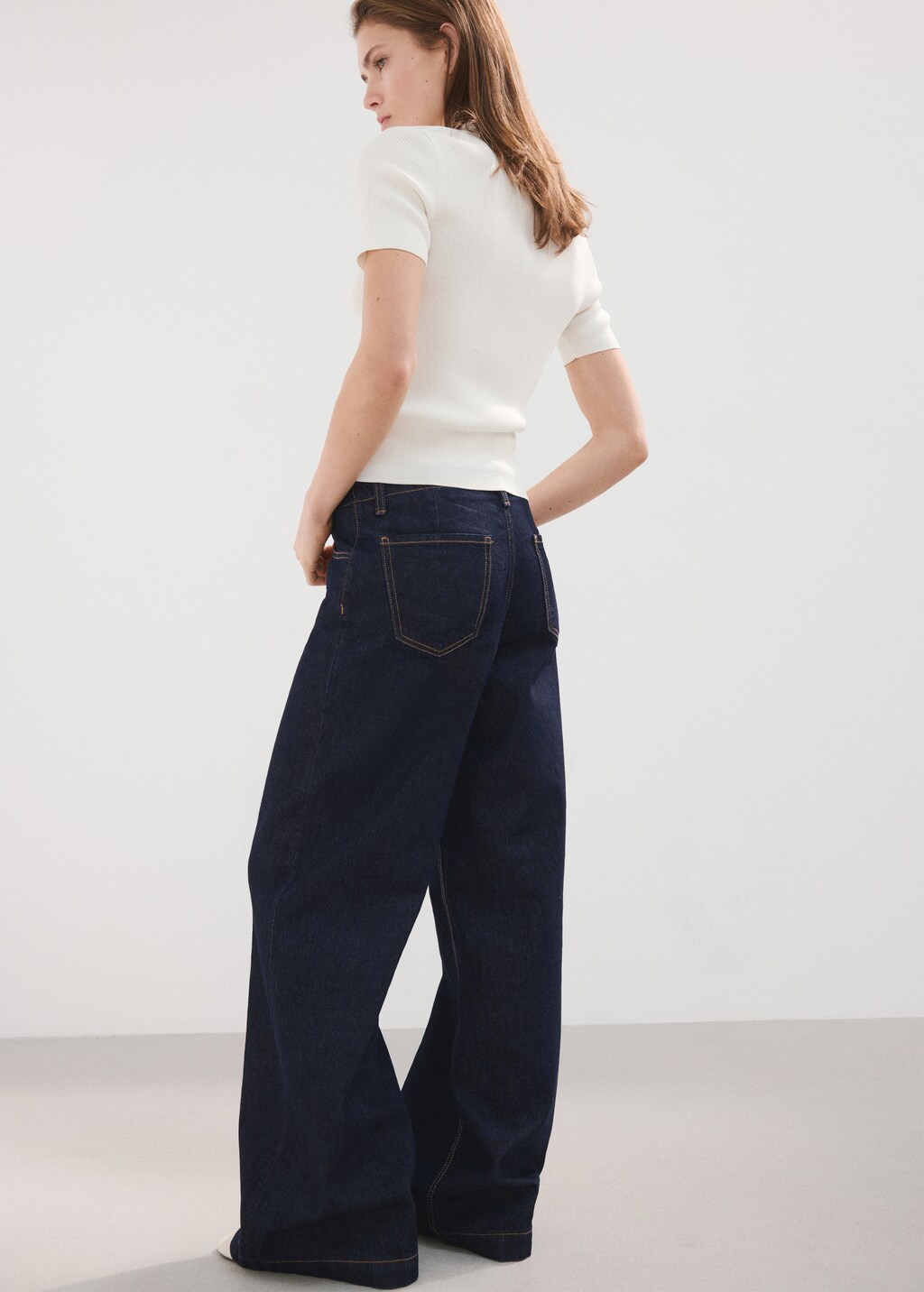 Mango Wide leg mid-rise jeans