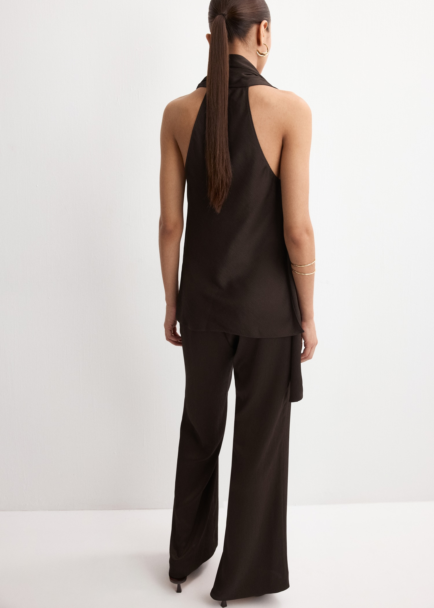 Satin straight-fit trousers - Reverse of the article