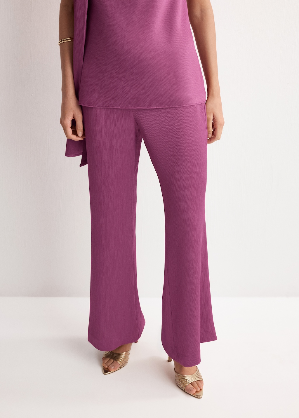 Satin straight-fit pants