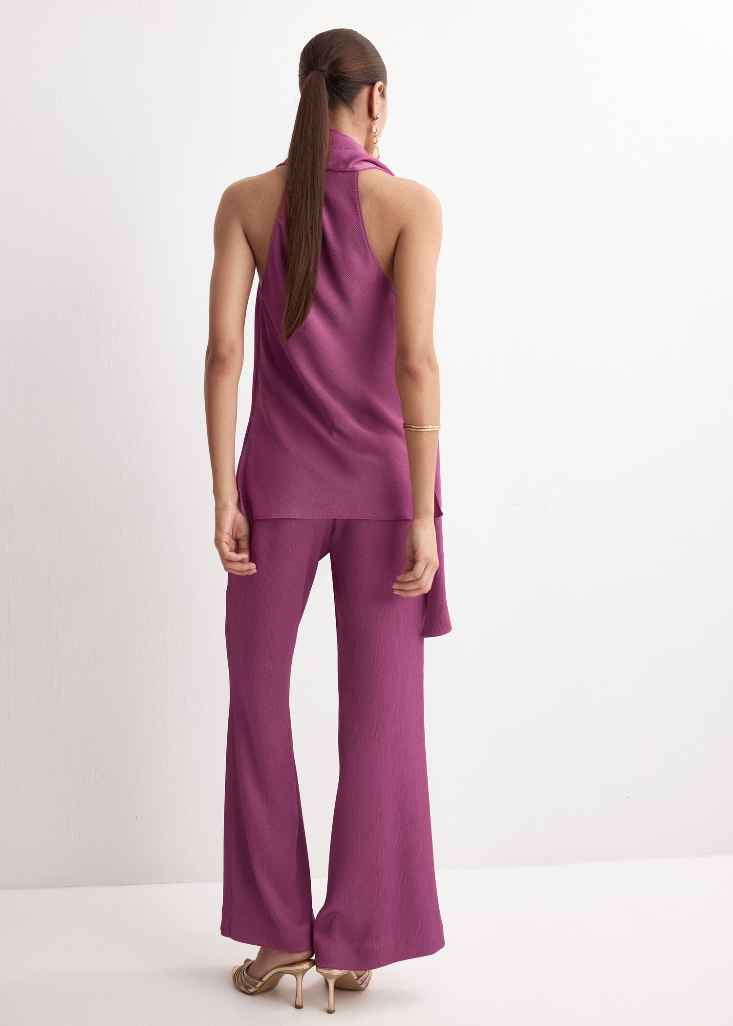Satin straight-fit trousers - Reverse of the article