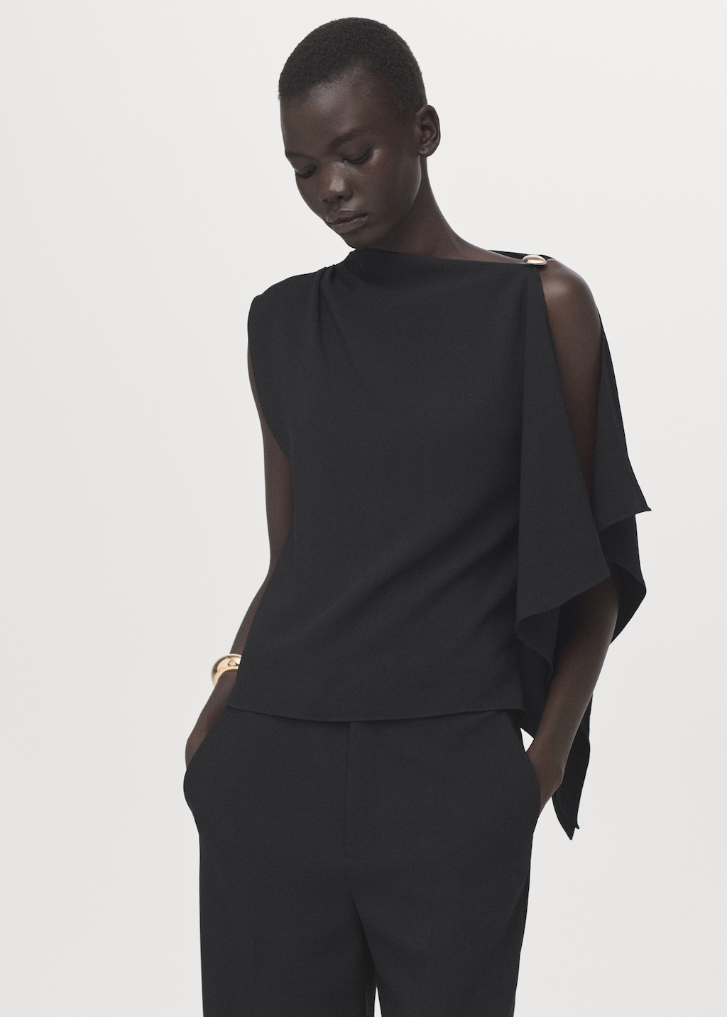 Blouse with asymmetrical neckline