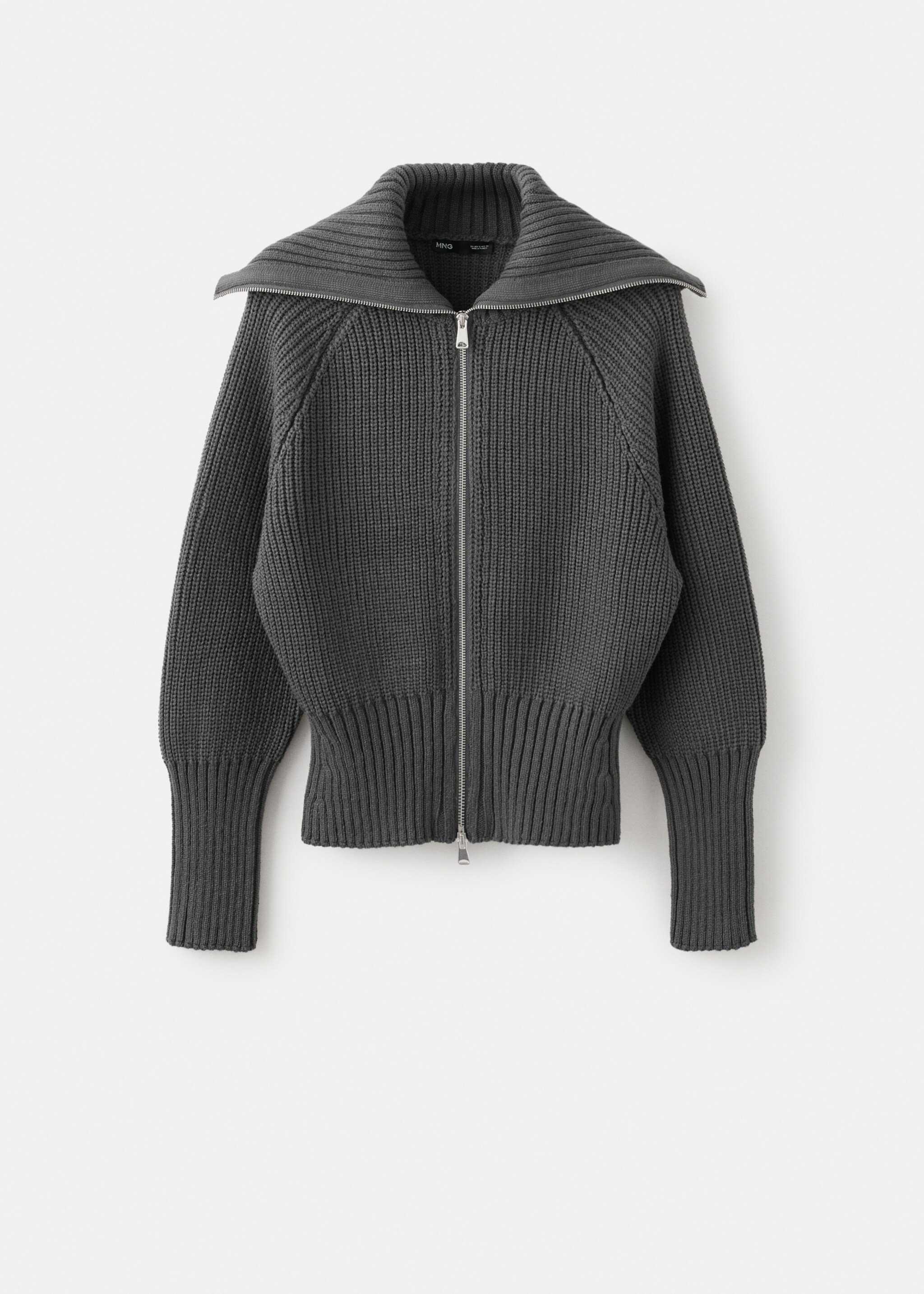 كارديجان محبوك بطيّة أمامية - منتج دون نموذج, فحمي. Ref: 27044100-00.