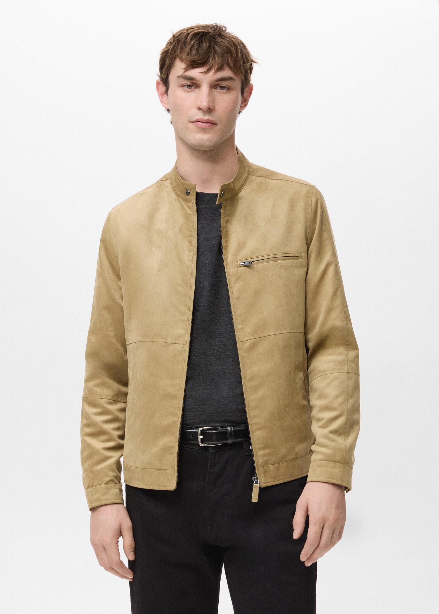 Suede-effect biker jacket - Medium plane