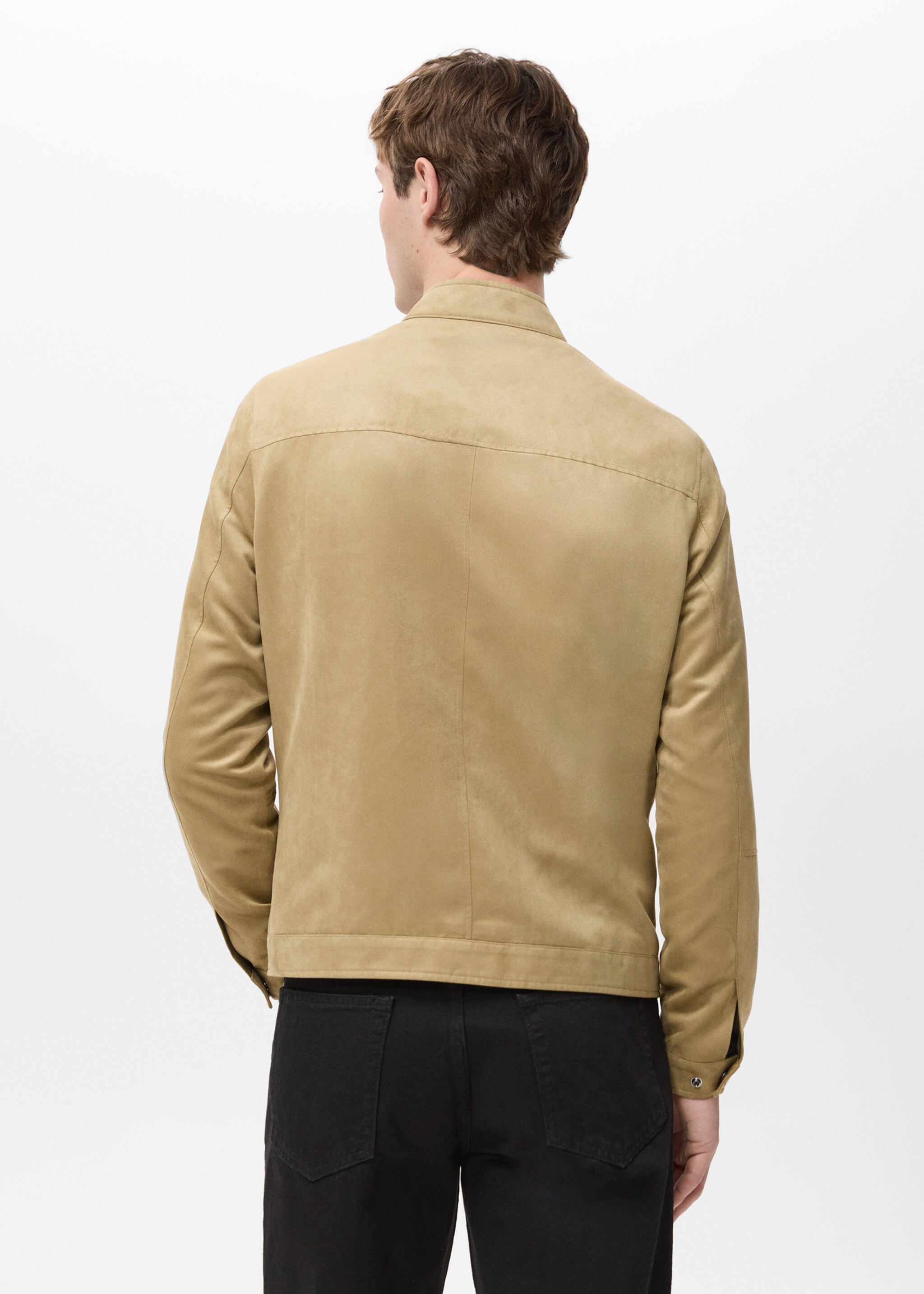 Suede-effect biker jacket - Reverse of the article, Beige. Ref: 27044405-00.