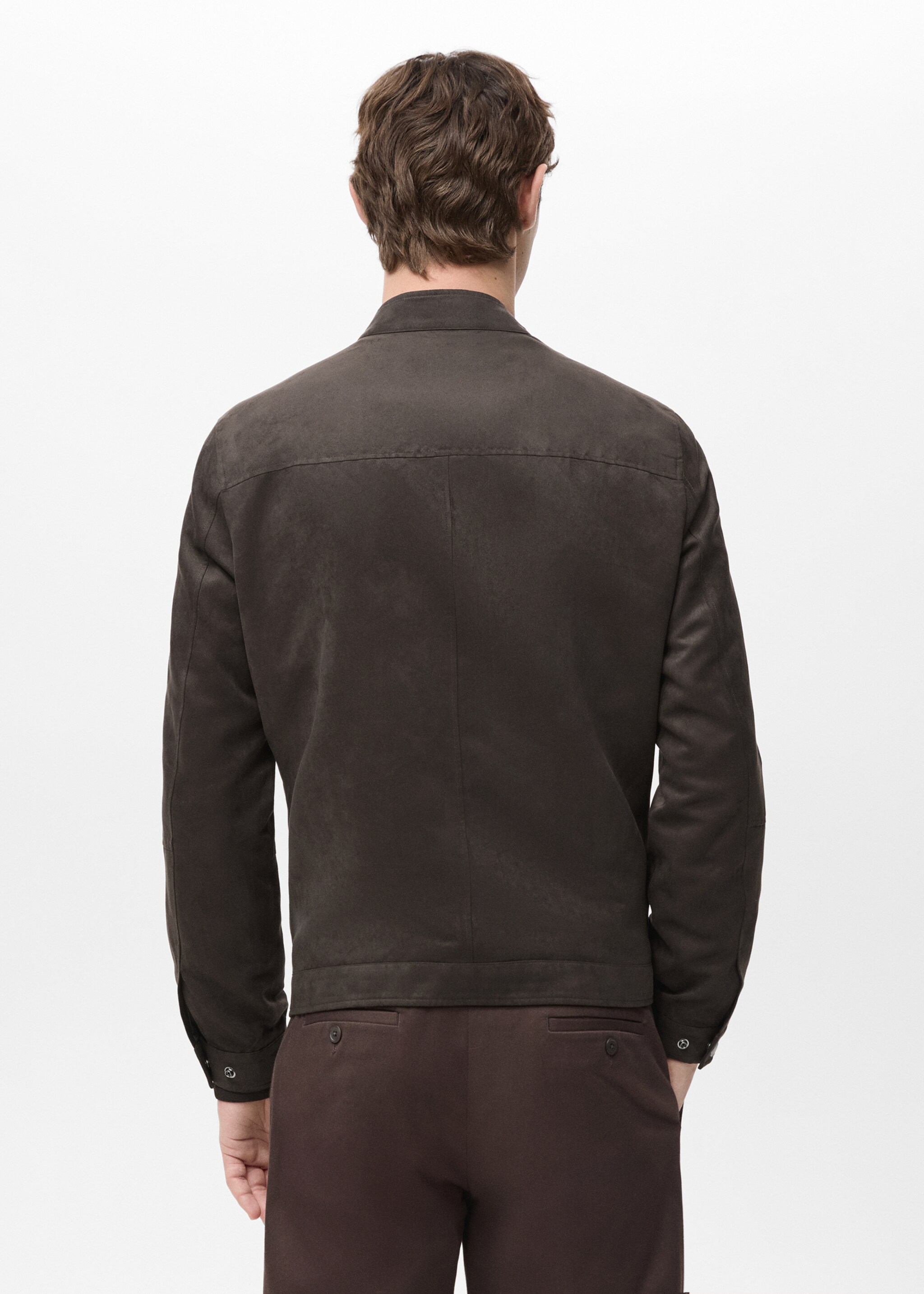 Suede-effect biker jacket - Reverse of the article, Brown. Ref: 27044405-00.