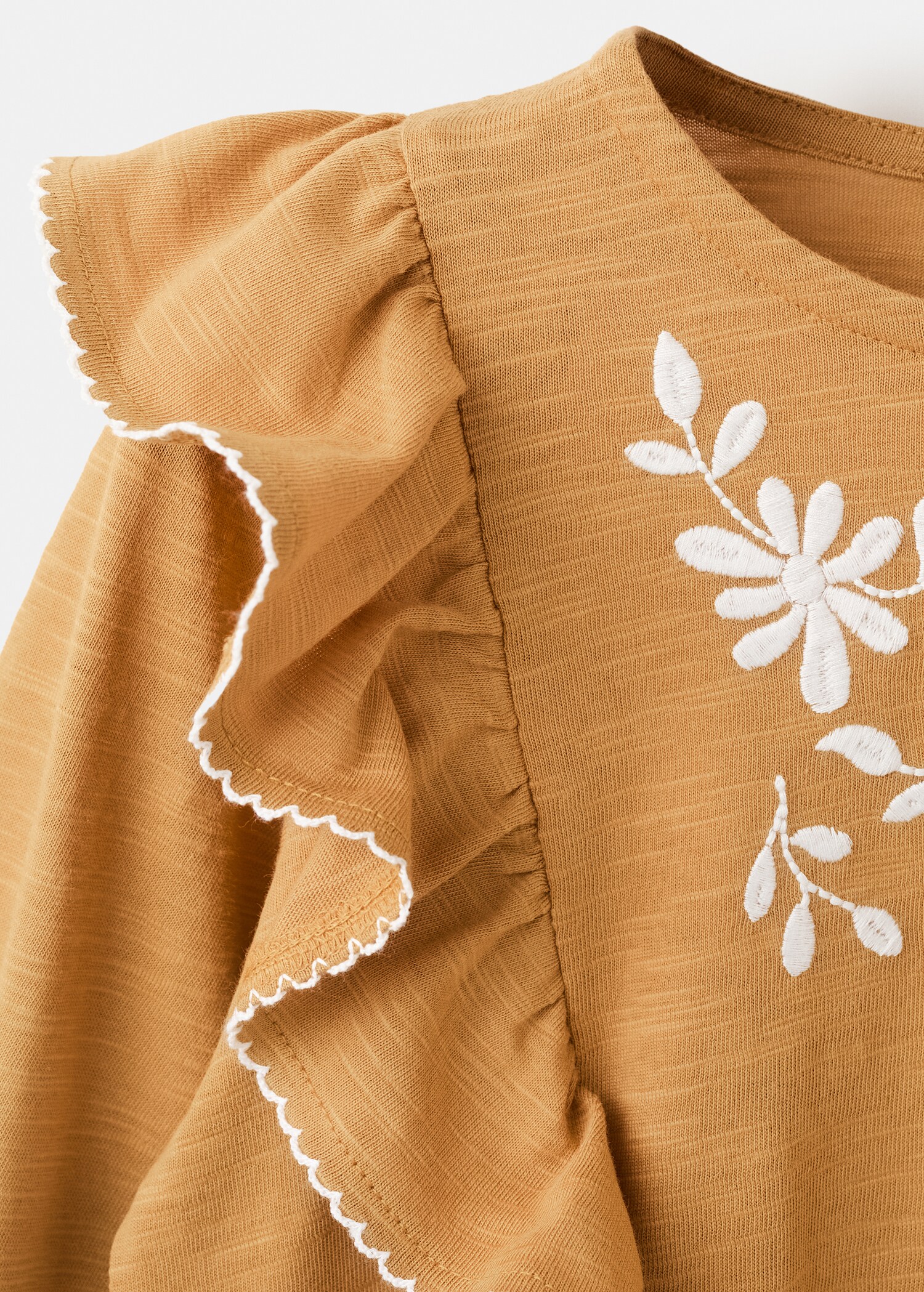 T-shirt de algodão com folhos - Pormenor do artigo 0