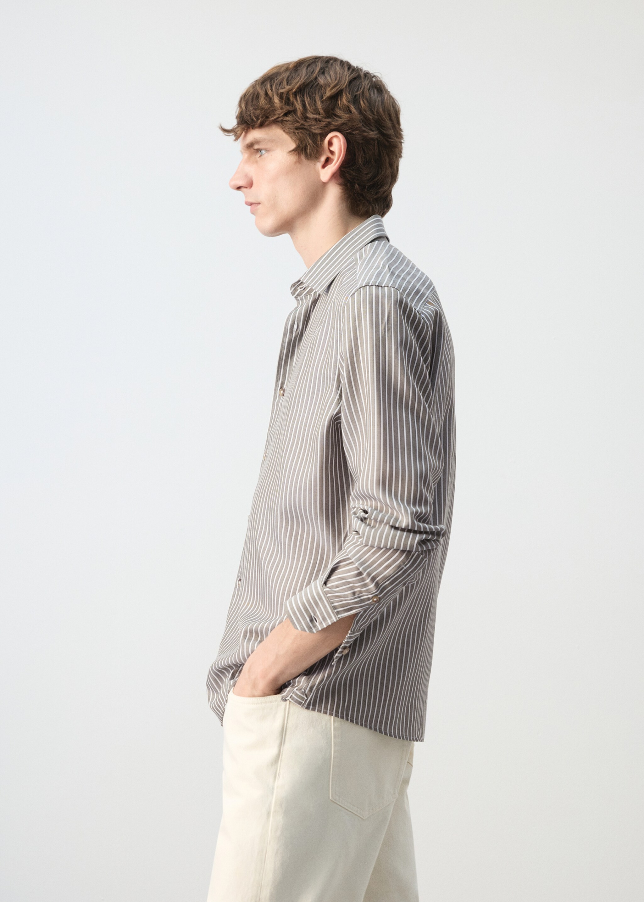 قميص لايوسل مقاس عادي بنمط مقلم - تفاصيل المنتج 2, أسمر ضارب إلى الصفرة. Ref: 27044425-00.