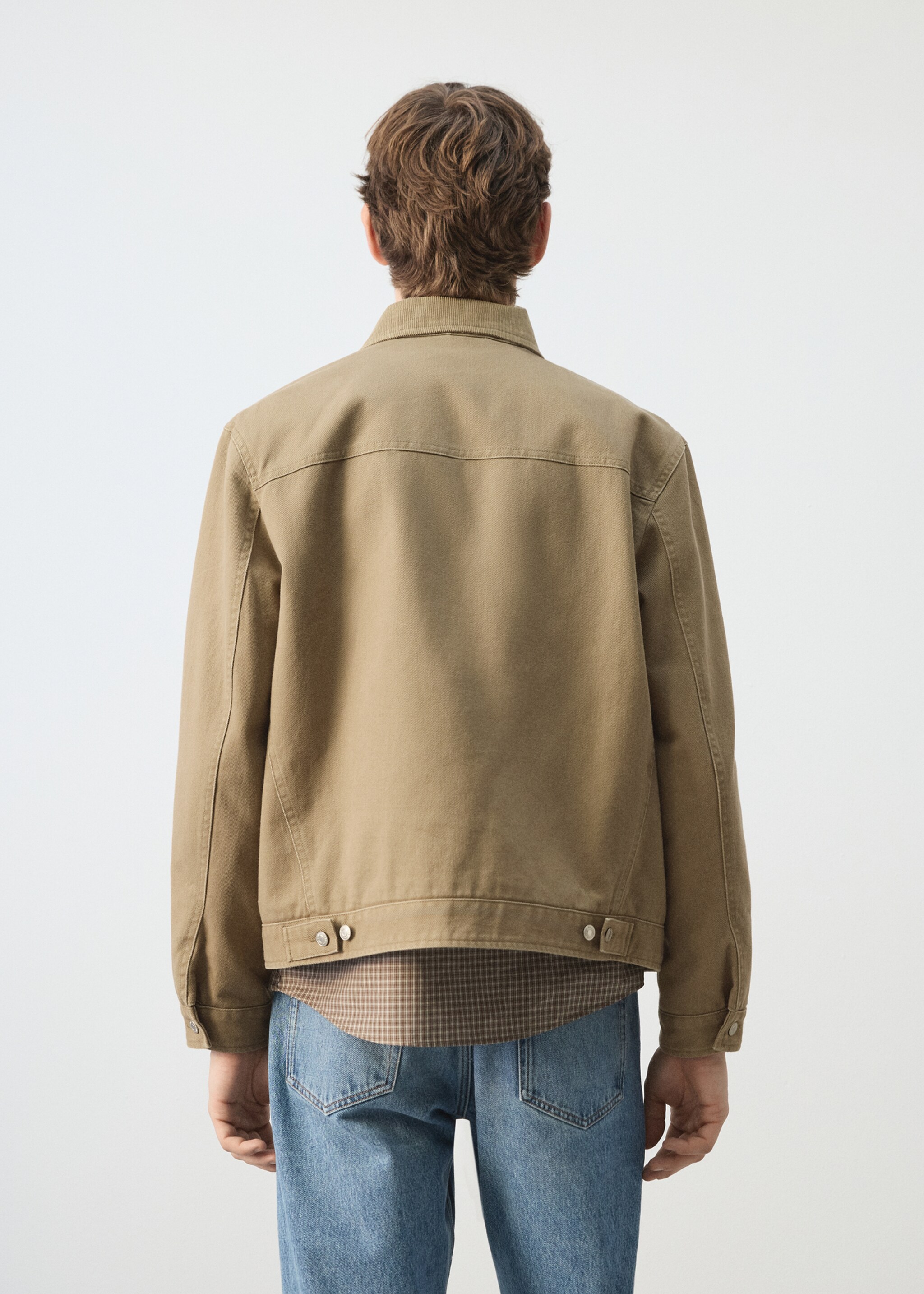 Corduroy collar denim jacket - Reverse of the article, Beige. Ref: 27044427-00.
