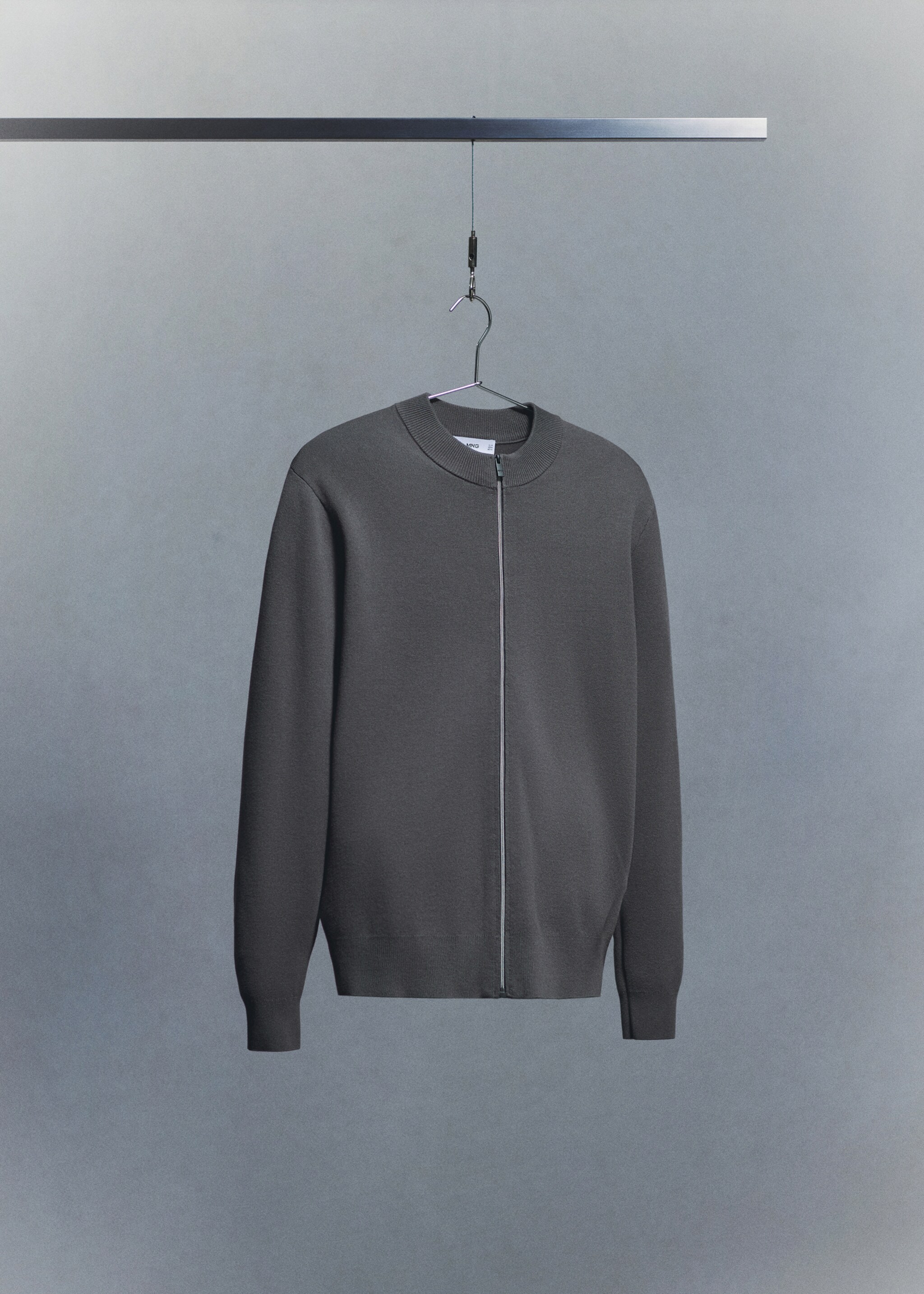 Comfort stretch knit cardigan - Details of the article 9, Dark Grey. Ref: 27044428-00.