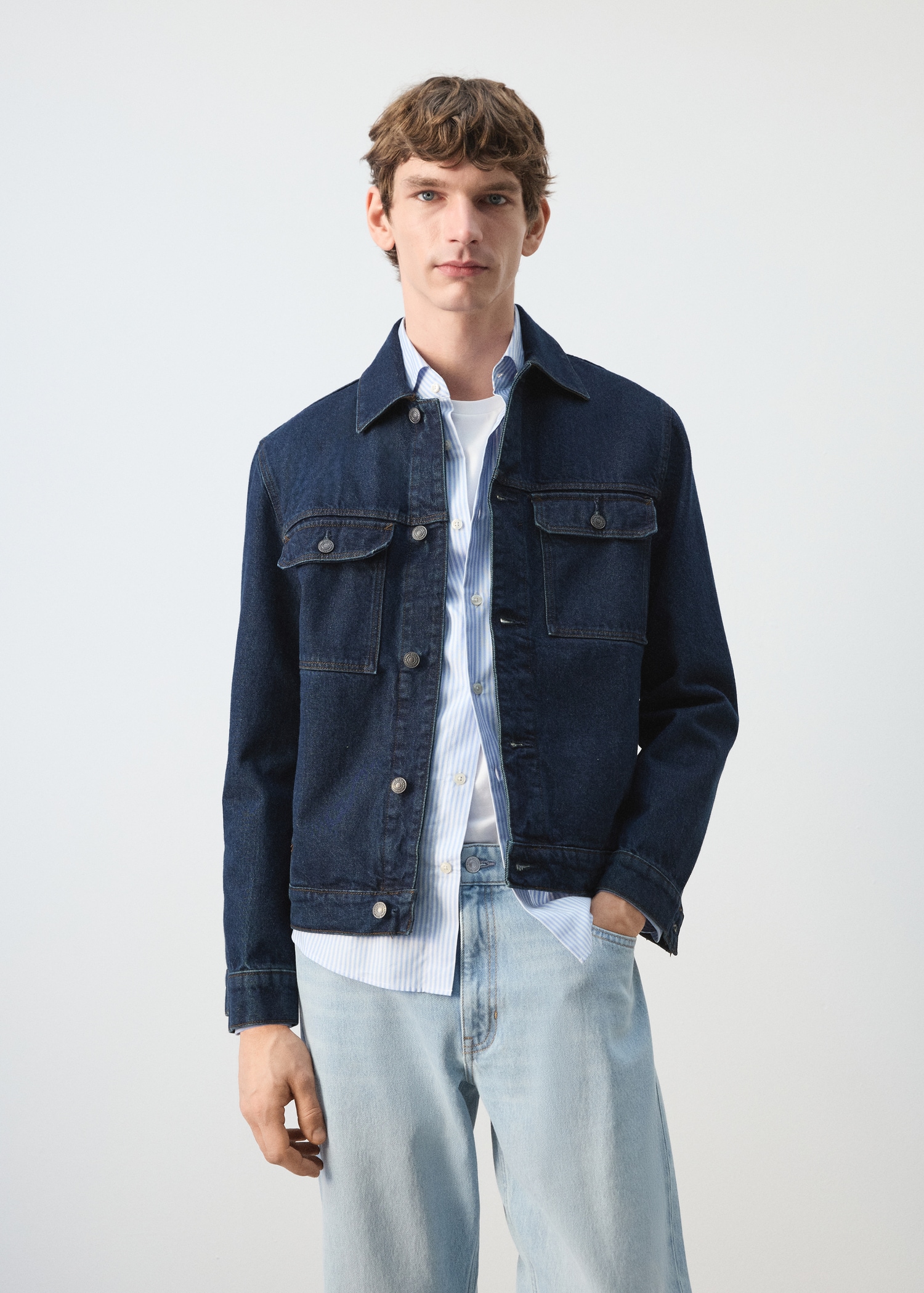 Blouson en jean 100 % coton à poches - Plan moyen