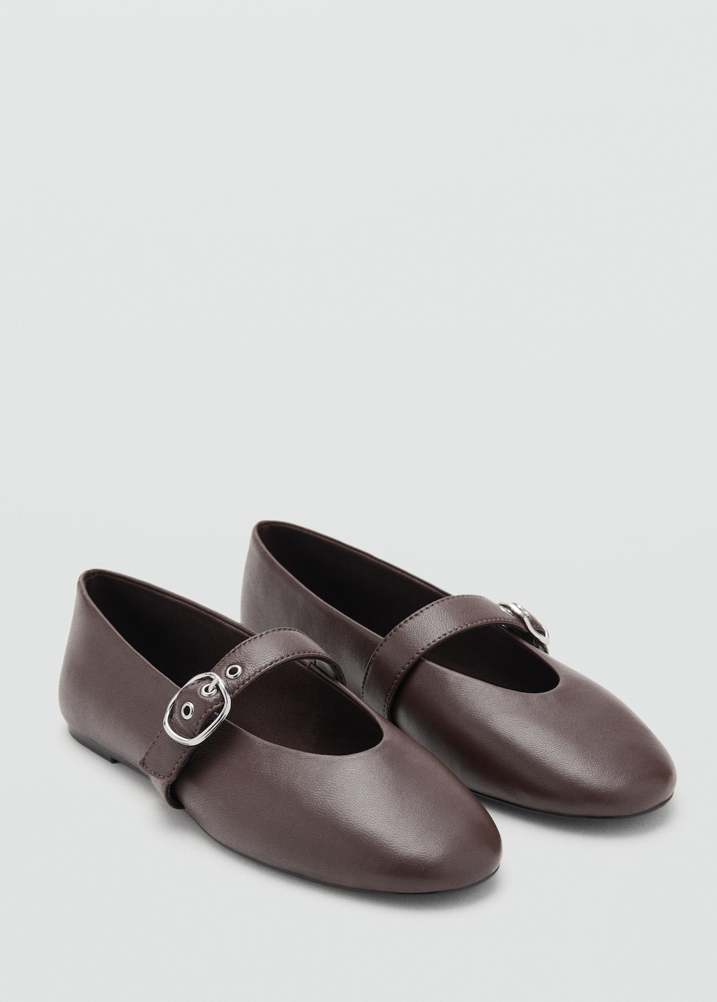 Leather ballerina with buckle strap - image 5