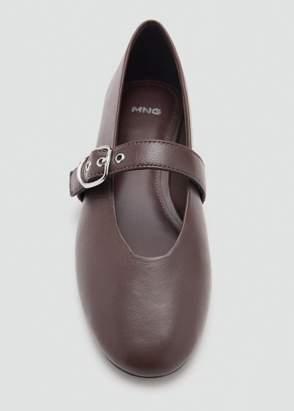 Mango Leather ballerina with buckle strap