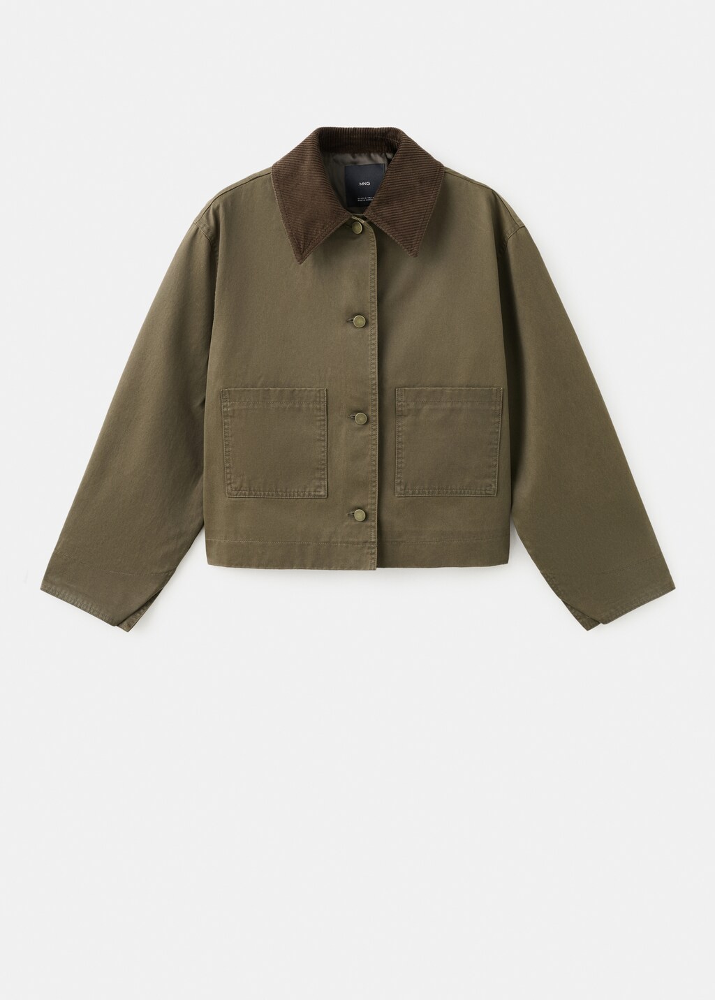 Denim barn jacket with contrasting collar - image 2