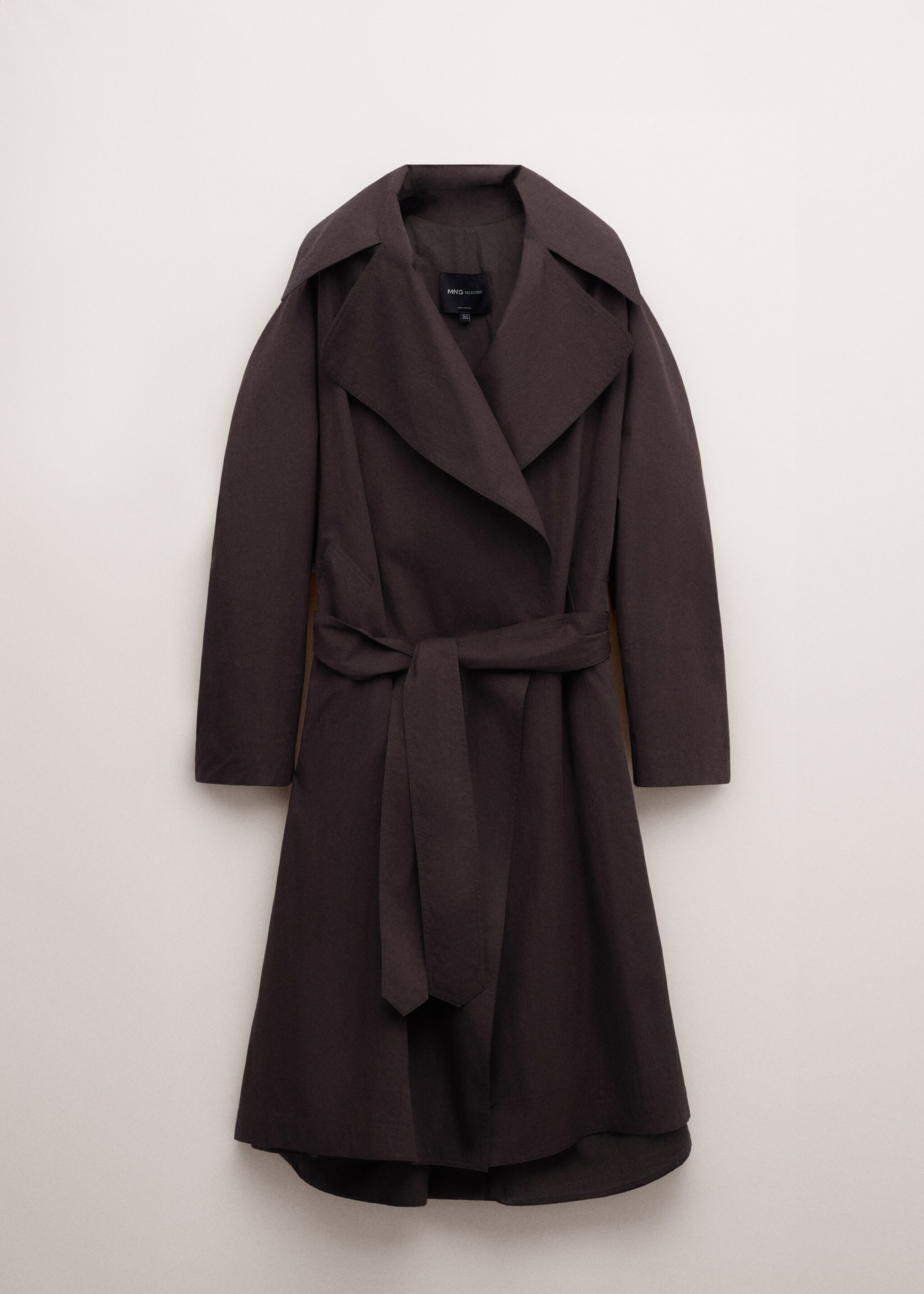 Cotton trench with maxi lapels and belt - Article without model, Plum. Ref: 27044446-00.