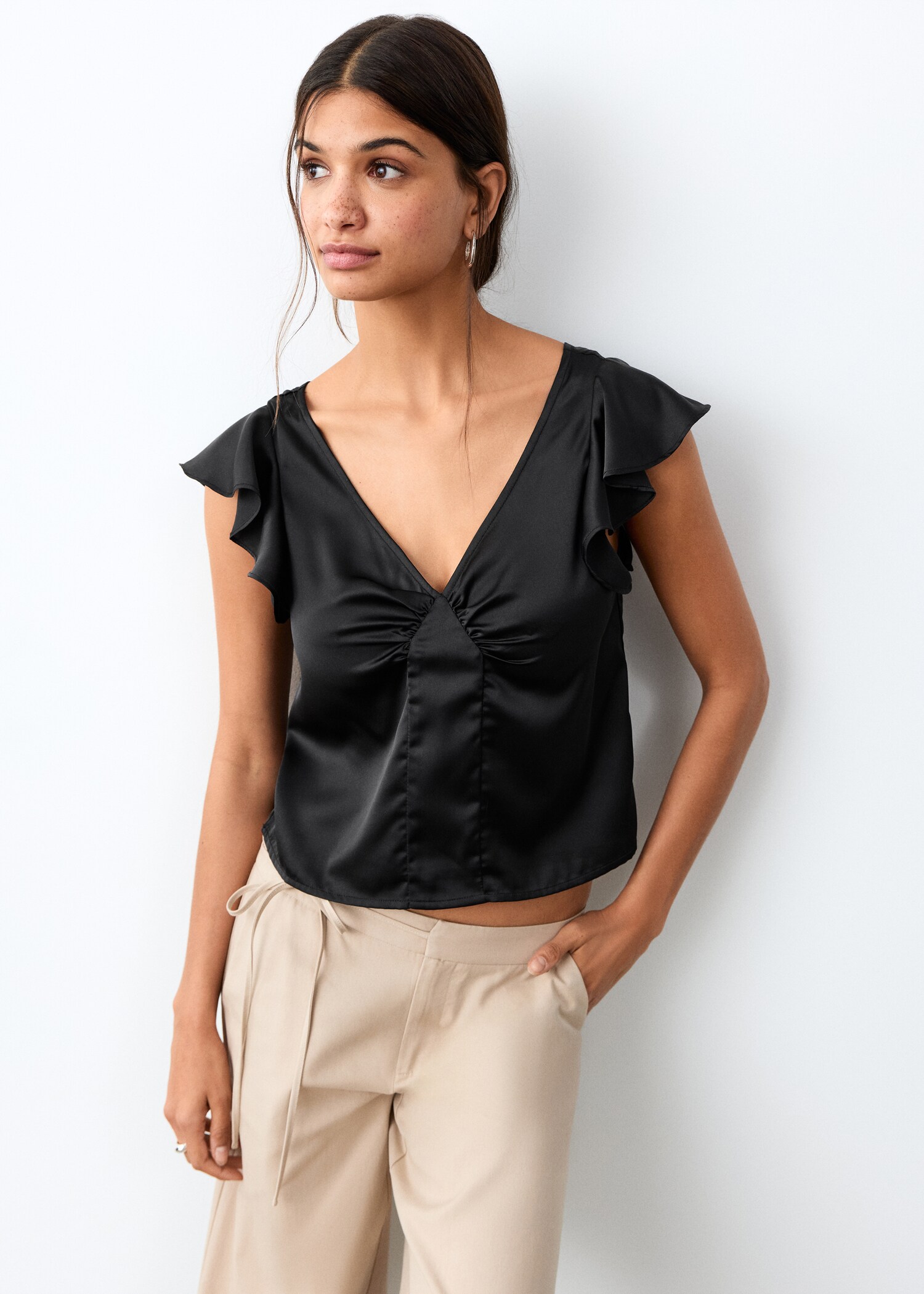 Frilled satin top - Medium plane