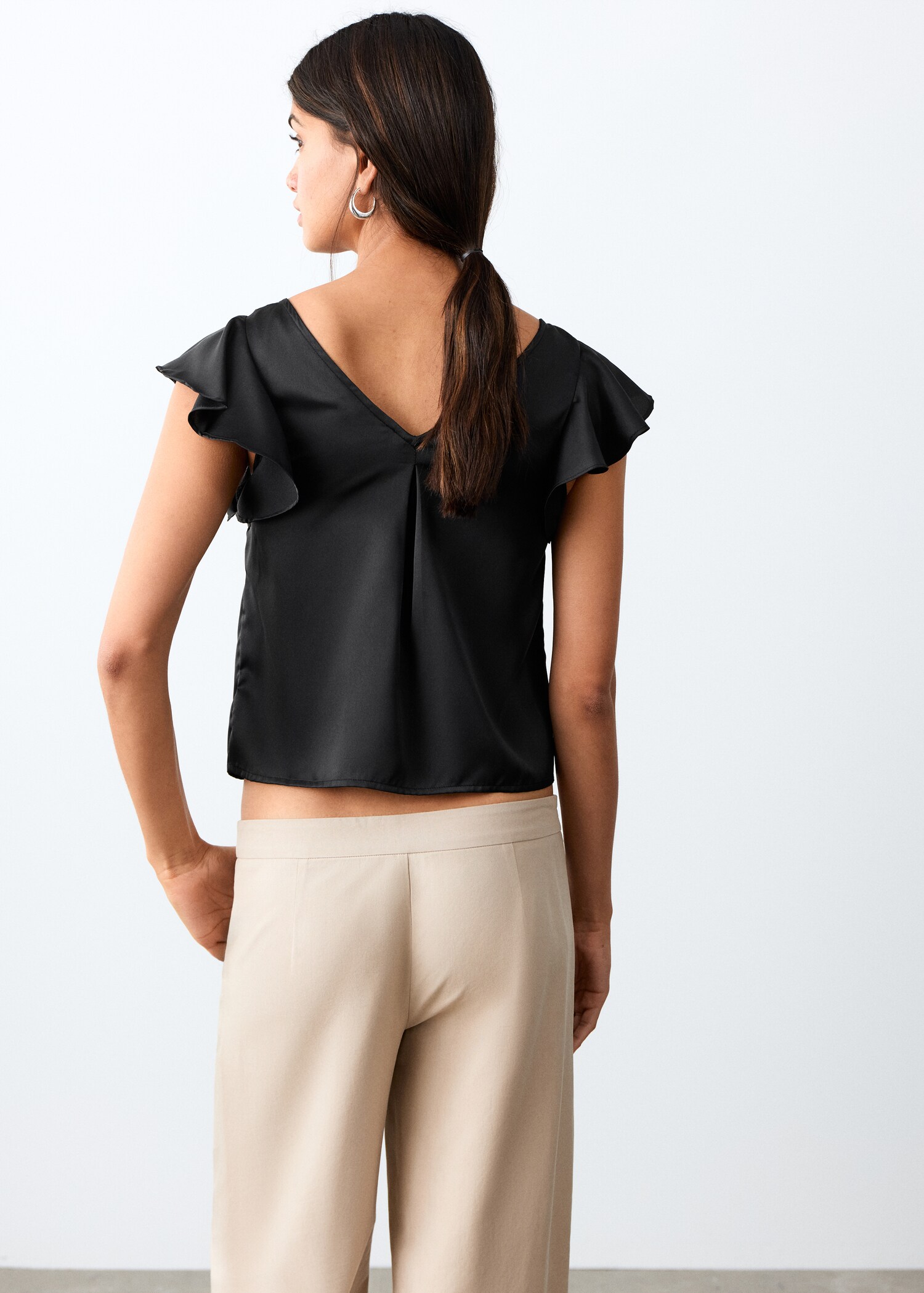 Frilled satin top - Reverse of the article